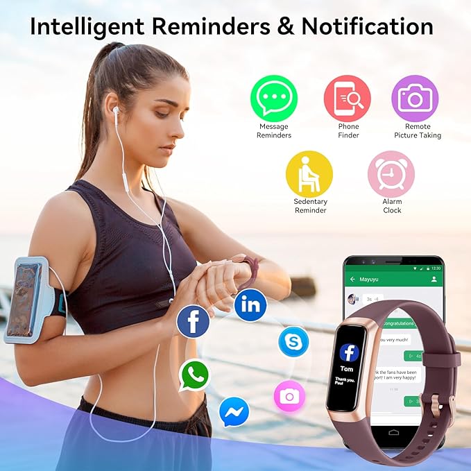 Fitness Tracker with 24/7 Heart Rate, Blood Oxygen Blood Pressure Sleep Monitor, Activity Trackers 6 ATM Waterproof,Step Calorie Counter Pedometer Health Smart Watch for Women Men
