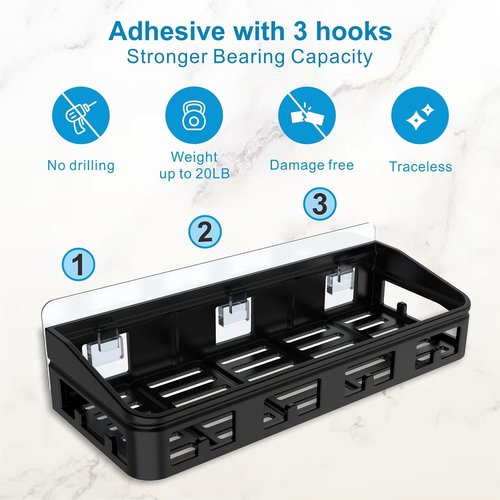 ELLO&ALLO Shower Caddy | Rustproof Stainless Steel Adhesive Shelves - Large Capacity, No Drilling, 2 Pack