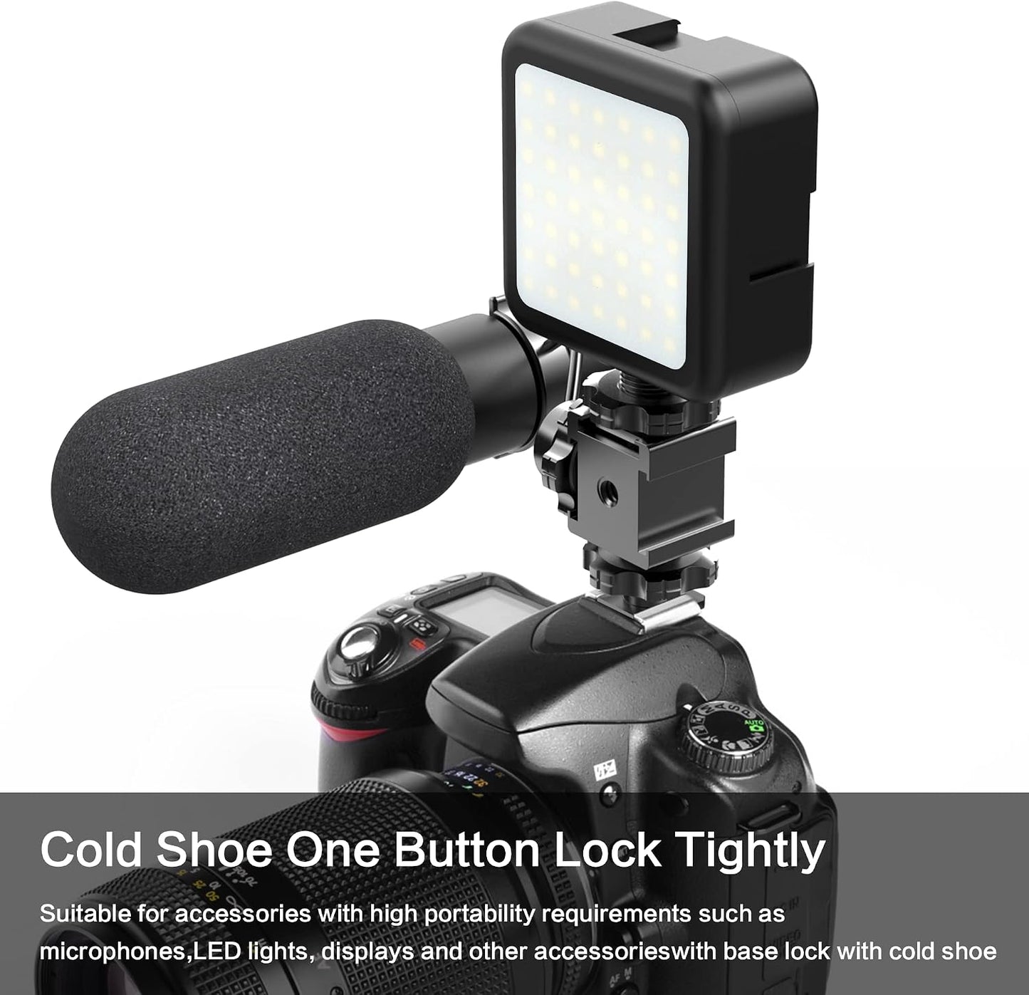 1/4"-20 3/8"-16 Triple Cold Shoe Mount Adapter, Cold Shoe Adapter Extension Bracket,Cold Shoe Mount Adapter