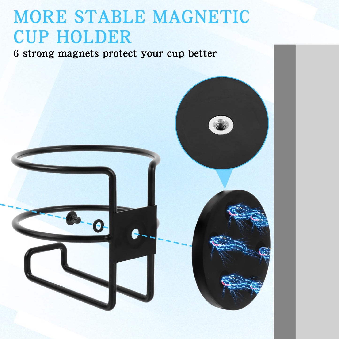 Magnetic Cup Holder, 3 Pack Portable Cup Holder for Tractor Mower Truck Car Fridge, Magnet Cup Drink Holder