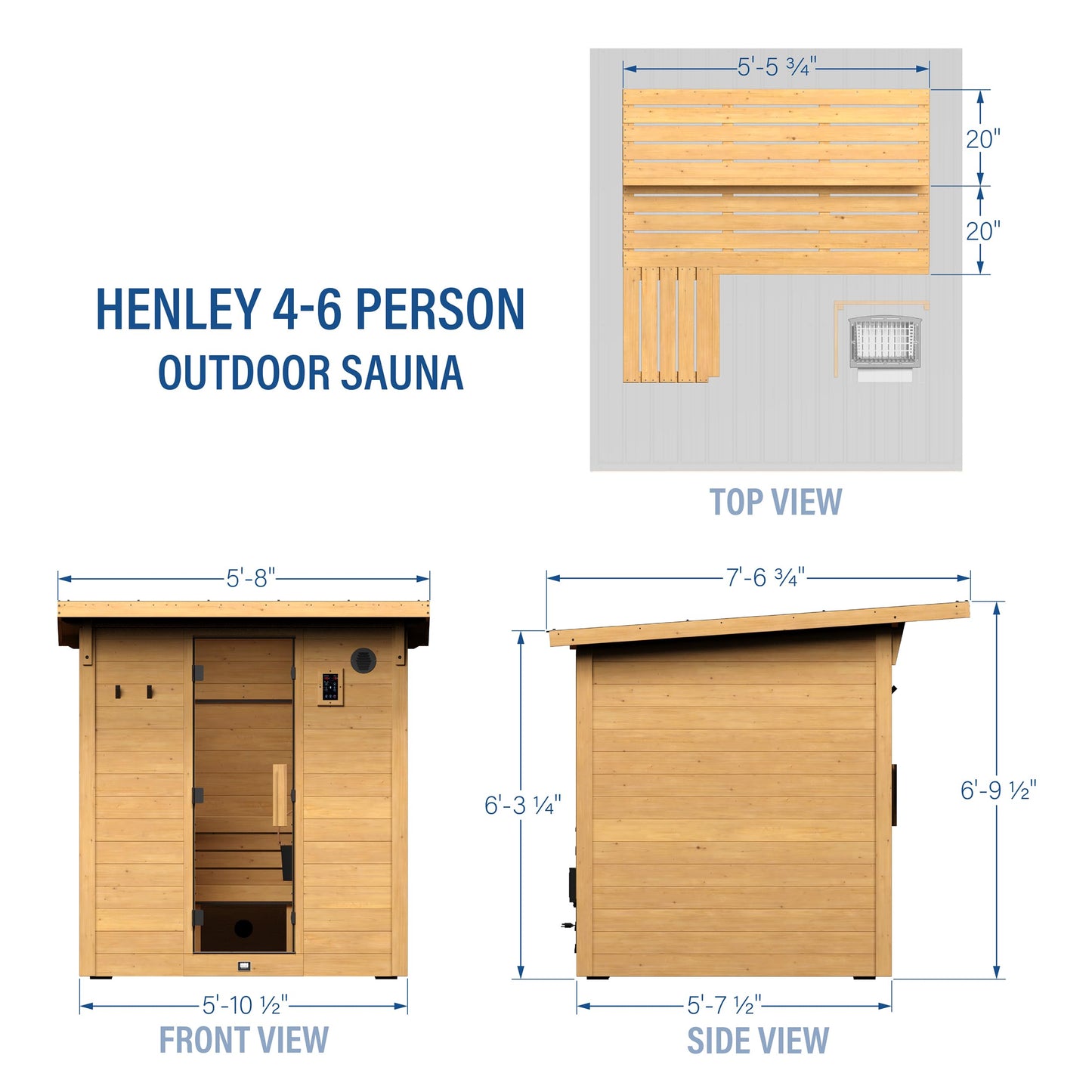 Backyard Discovery Henley 4-6 Person Traditional Cedar Outdoor Cabin Sauna with Electric Sauna Heater, Glass Door, Sauna Rocks, Dry Heat, Steam Sauna, LED Lights, Wi-Fi Control, Sauna Accessories