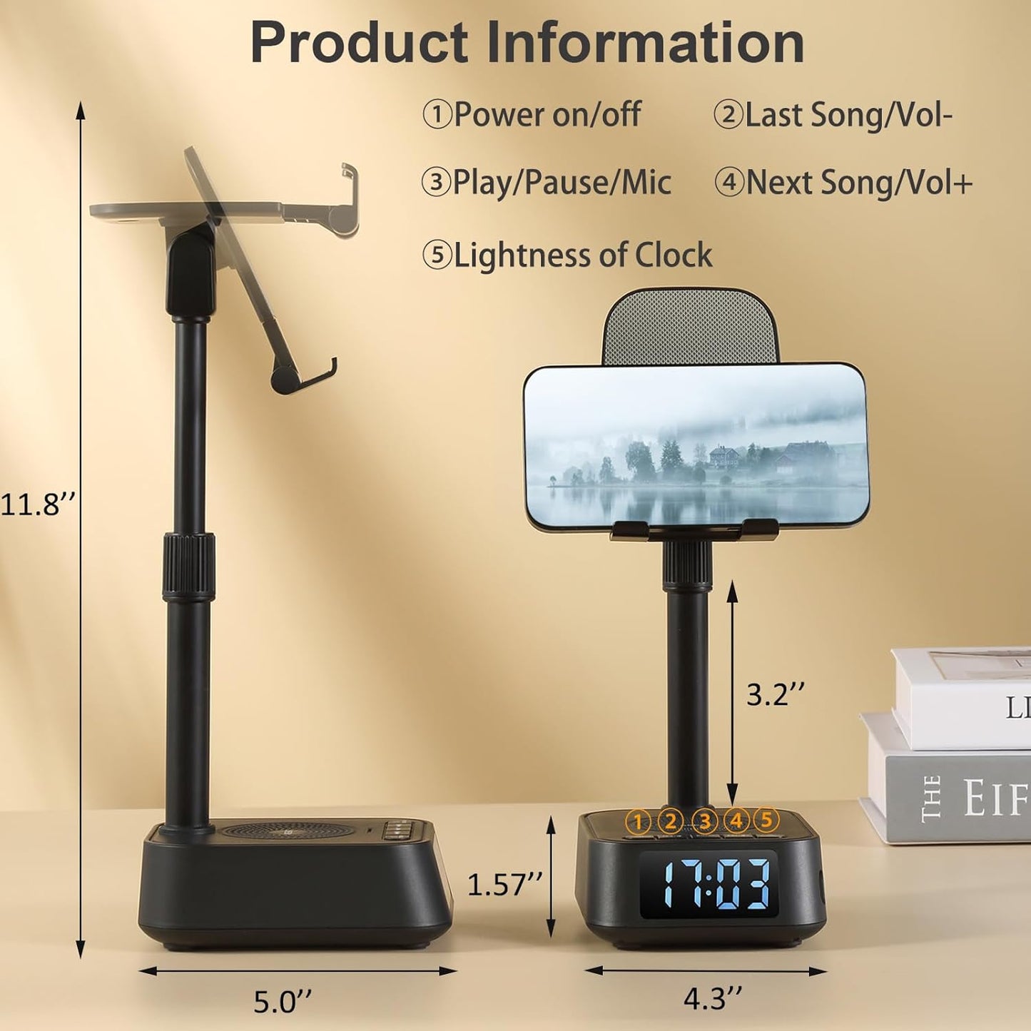 ASEAT Gifts for Men Women, Adjustable Phone Stand Bluetooth Speaker, Birthday Gifts Him Husband, Phone Holder