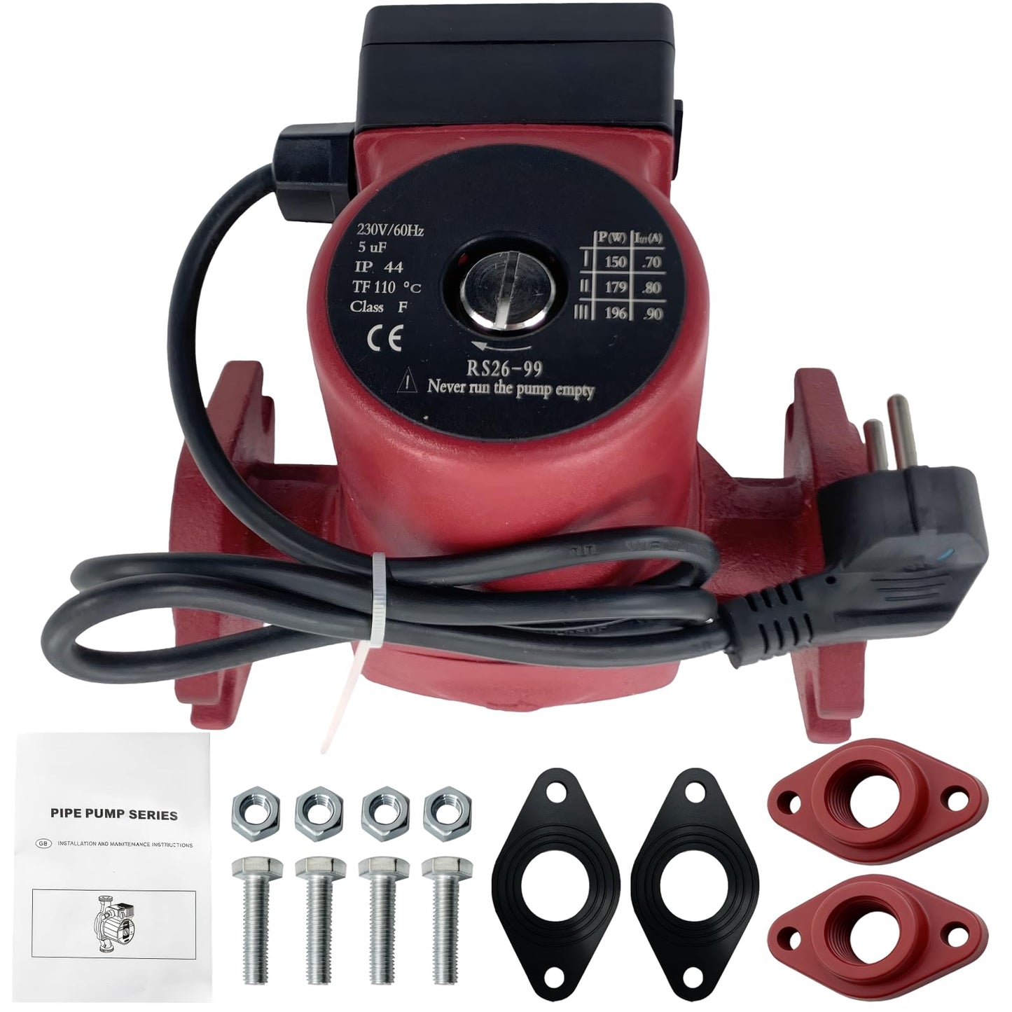 UPS26-99SFC Circulator Pump 230V 1/6 HP 3-Speed Hot Water Recirculating Pump Compatible with G-rundfos Flanged Hydronic Heating Pump Replace 98961765