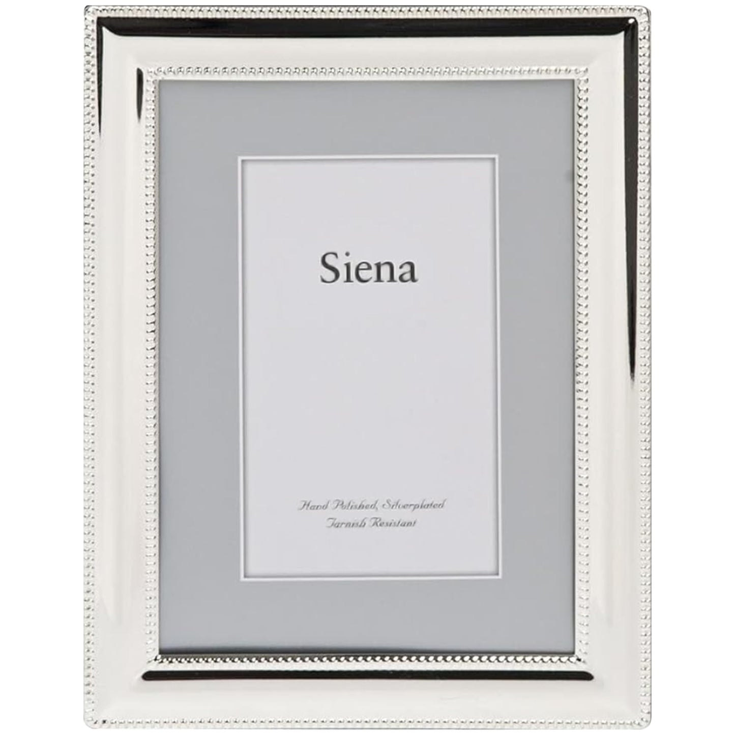 Siena Double Border Bead Silver Picture Frame, Tarnish Resistant Finish, Perfect Photo Frame for any End Table, Credenza, Shelf, or Nightstand, Silver 5x7