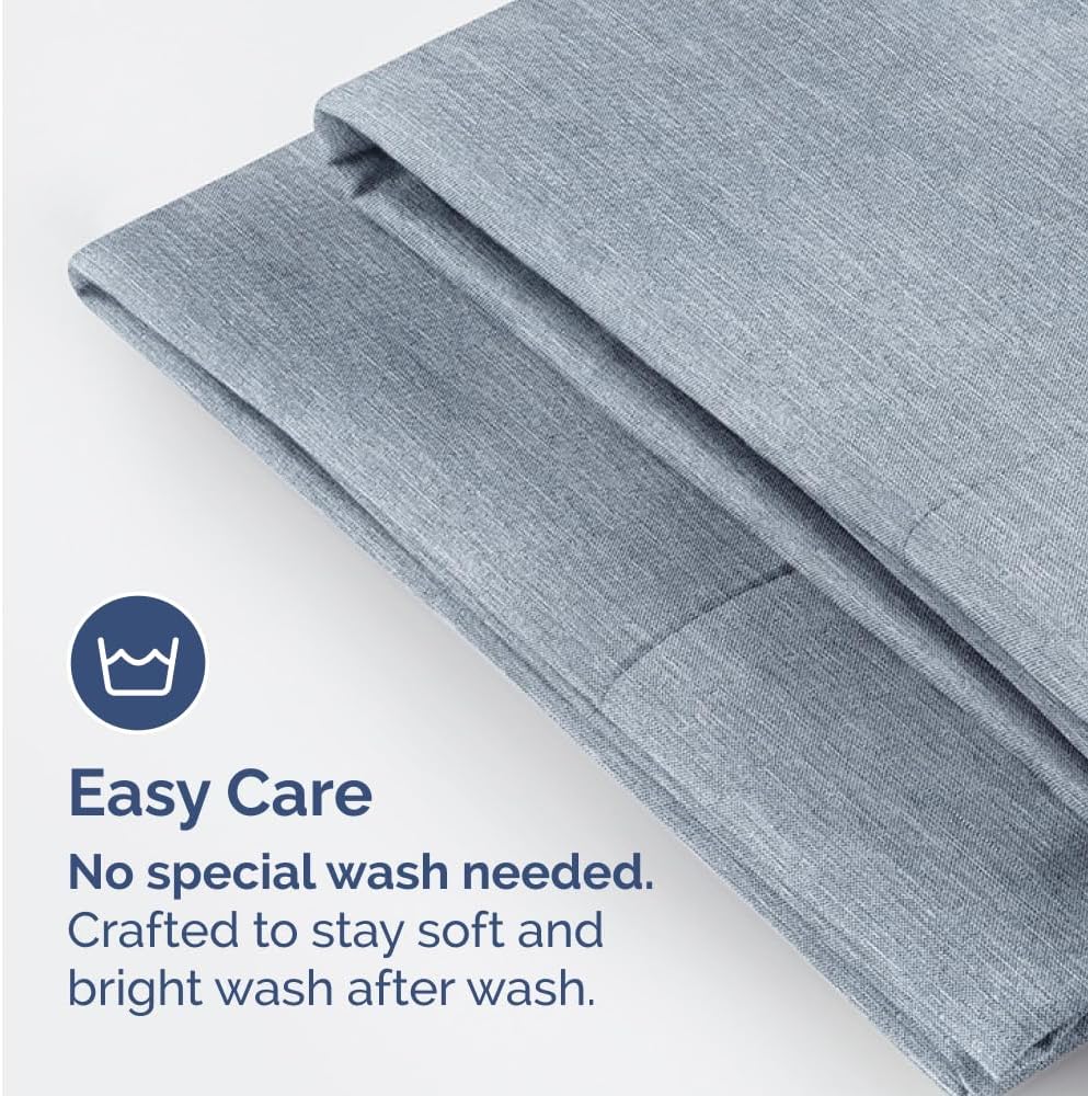 Queen Pillow Cases Set of 4 - Ultra Soft Hotel Quality - Wrinkle-Free & Fade Resistant - Heathered Blue