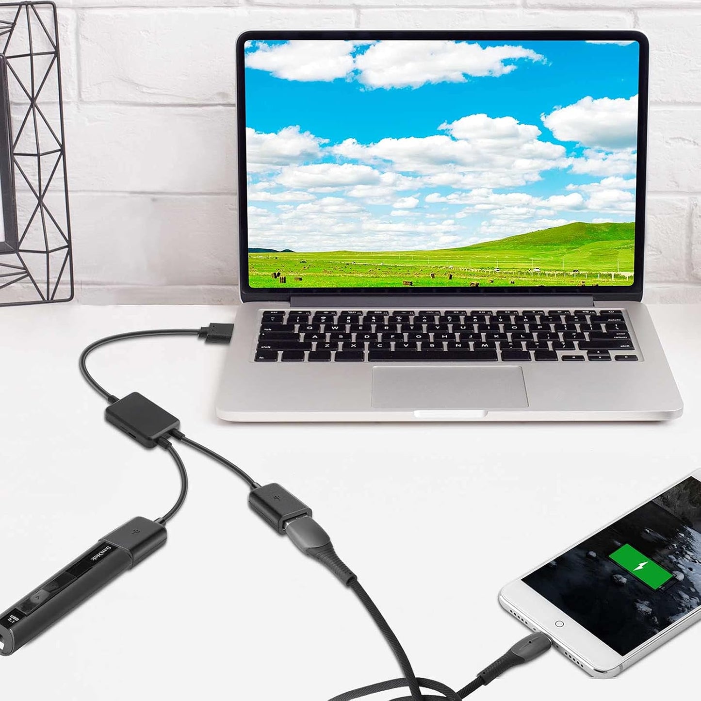 SAISN 1 2 2.0 2 USB Y Splitter Cable Male to Female USB Hub Ports Data Cable Power Cord Charging Extension Adapter Wire