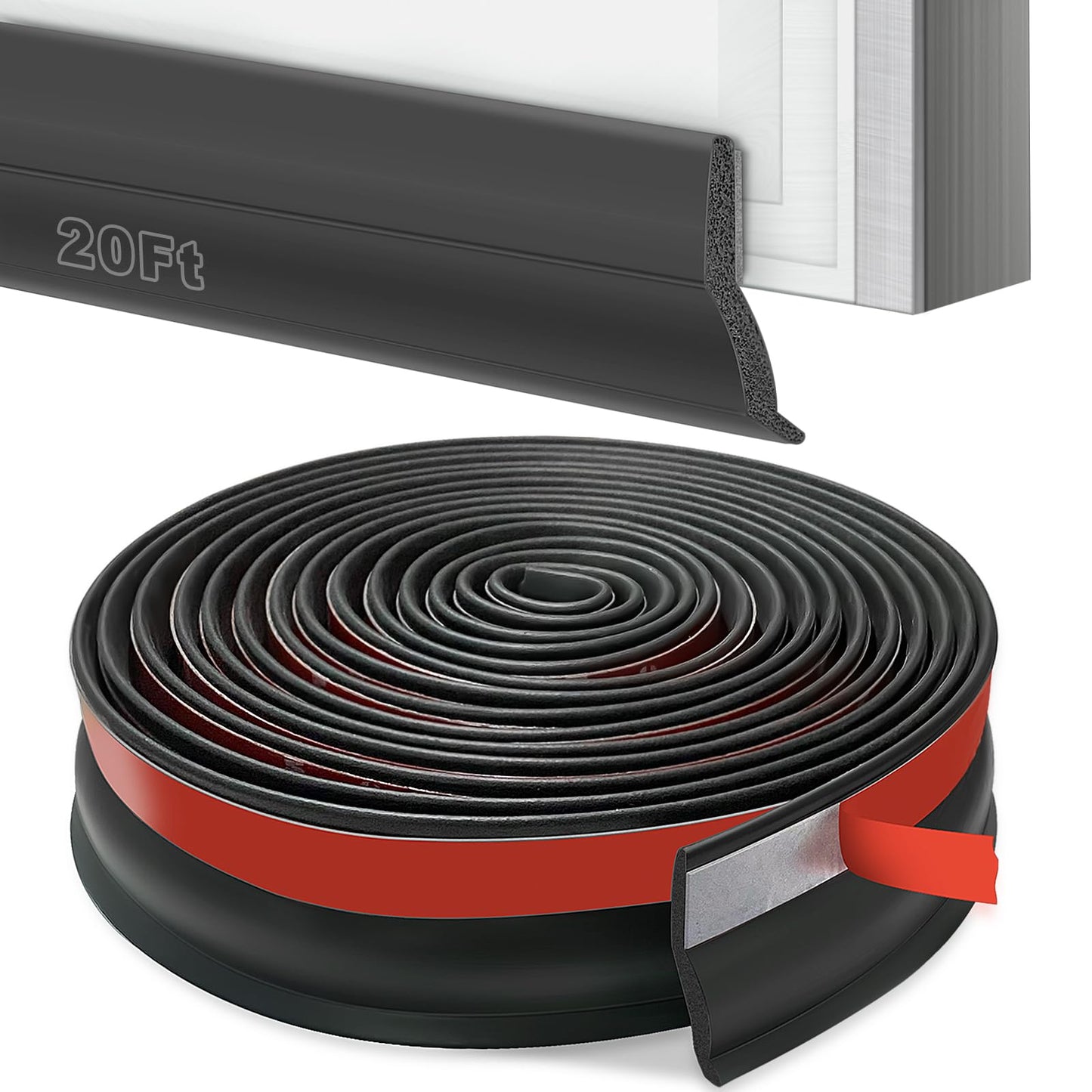 Universal Garage Door Threshold Seals Bottom Rubber Replacement, weatherproofing Garage Door Weather Stripping with Nails (20ft)