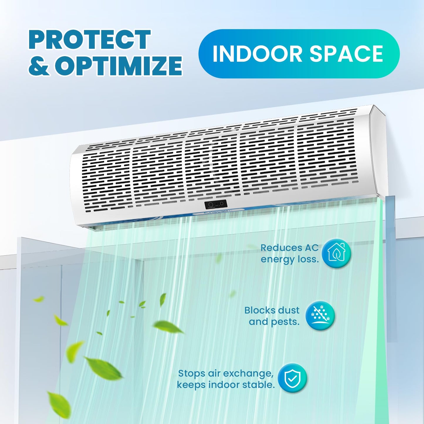 Crispaire 36 Inch Air Curtain Fan – Wall Mounted Air Door with Magnetic Door Switch, Dual Speed Control, 1527 CFM / 2559 FPM, Commercial Grade Indoor Fan for Doors – 180W, 110V