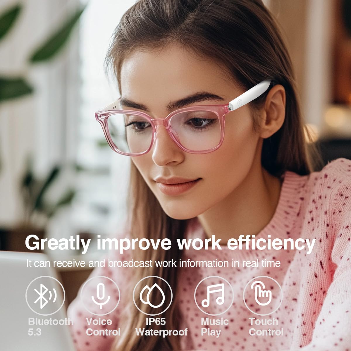 Bluetooth Audio Smart Glasses, Smart Wireless Headphone Sunglasses for Men and Women,Built-in Mic & Speakers,Magnetic