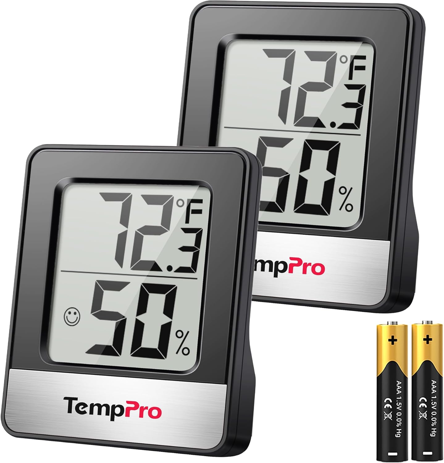 TempPro Digital Hygrometer - Accurate Indoor Thermometer & Humidity Meter | Mini Black Weather Station