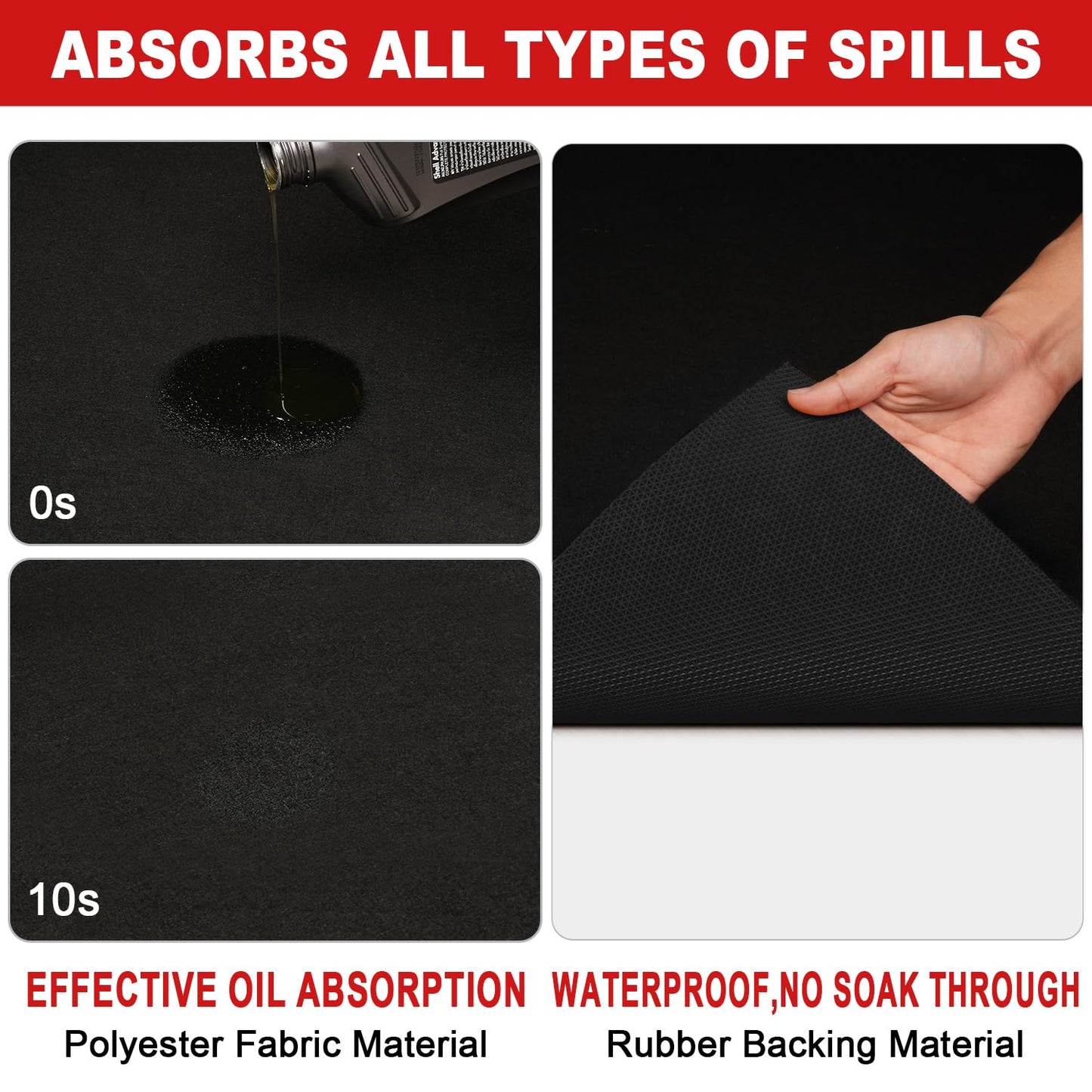 Heavy-Duty Garage Floor Mat 17' x 7'4" - Waterproof Garage Flooring for Cars & SUVs, Durable Garage Mats for Floor, Oil Spill Resistant Garage Pad, Under Car Mat, Garage Rug for Floor, Oil Change Mats