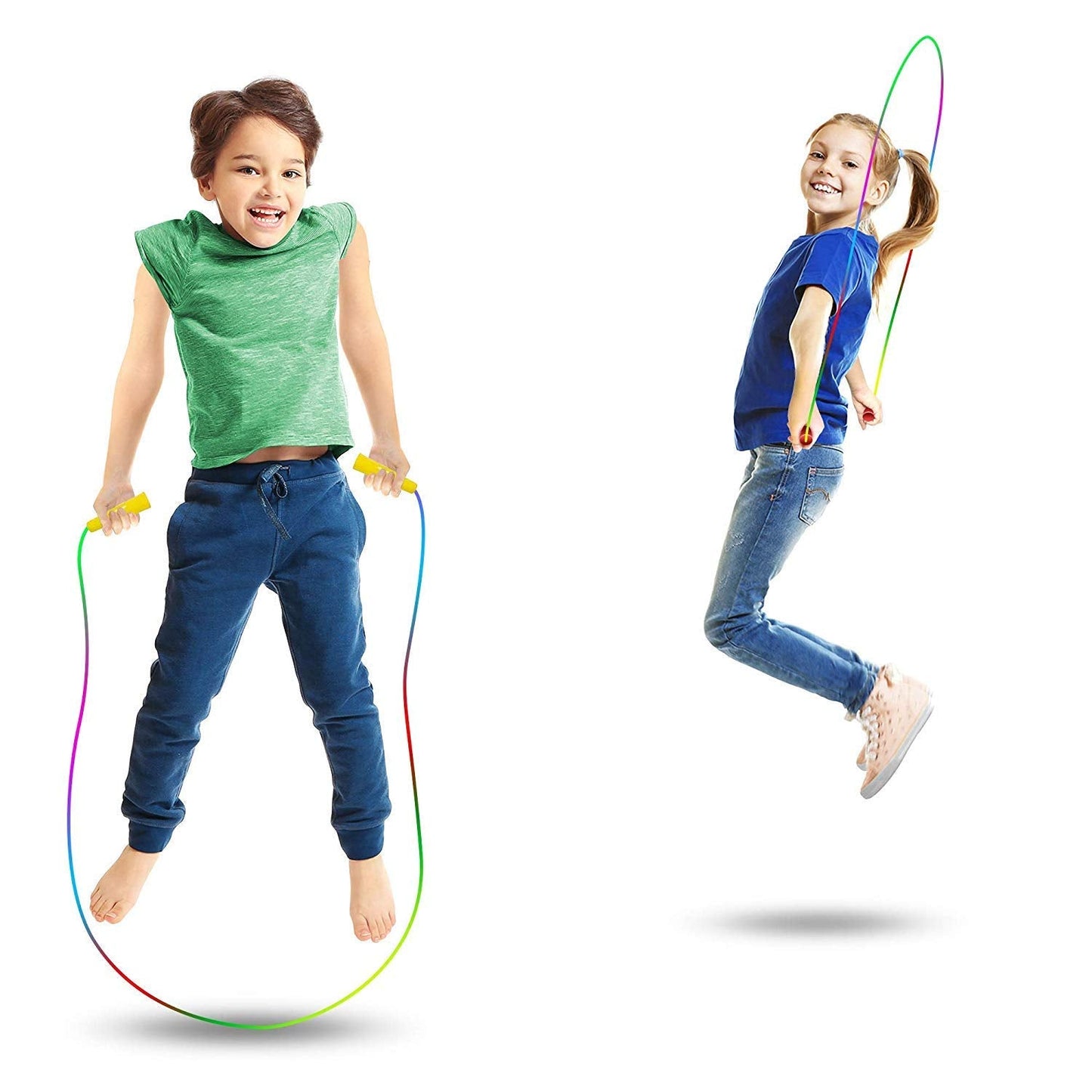 Forsun 16 Pack 7.5ft Rainbow Jump Rope Set| Vibrant Jumping Ropes| Durable Nylon Skipping Ropes |Great Birthday Party Favors/Goodie Bag Fillers/Gift Idea for Boys and Girls