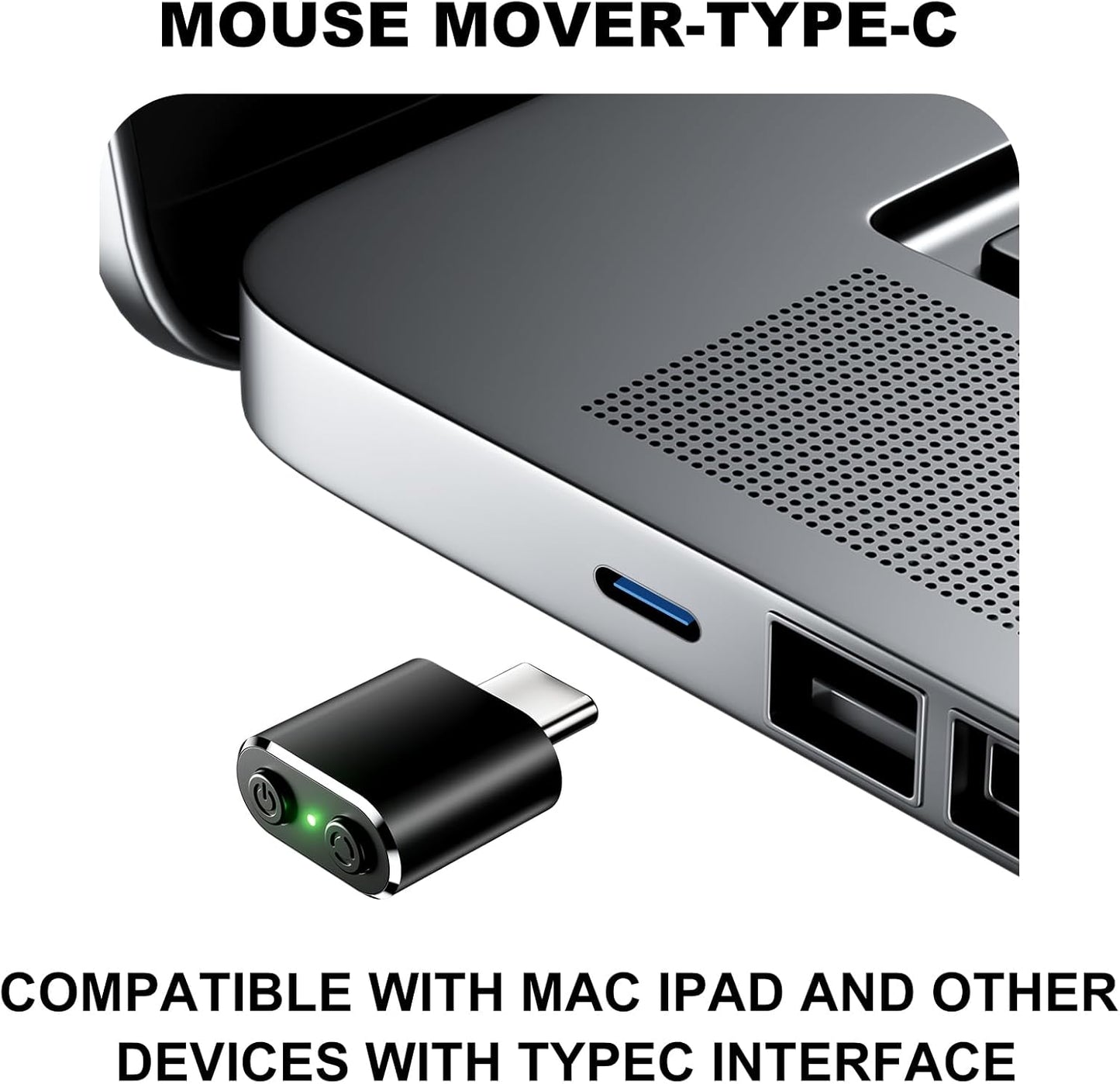 BAGINGAN 3 Mouse Jiggler Compatible with Type C Interface Devices,Undetectable Mini USB-C Mouse Mover