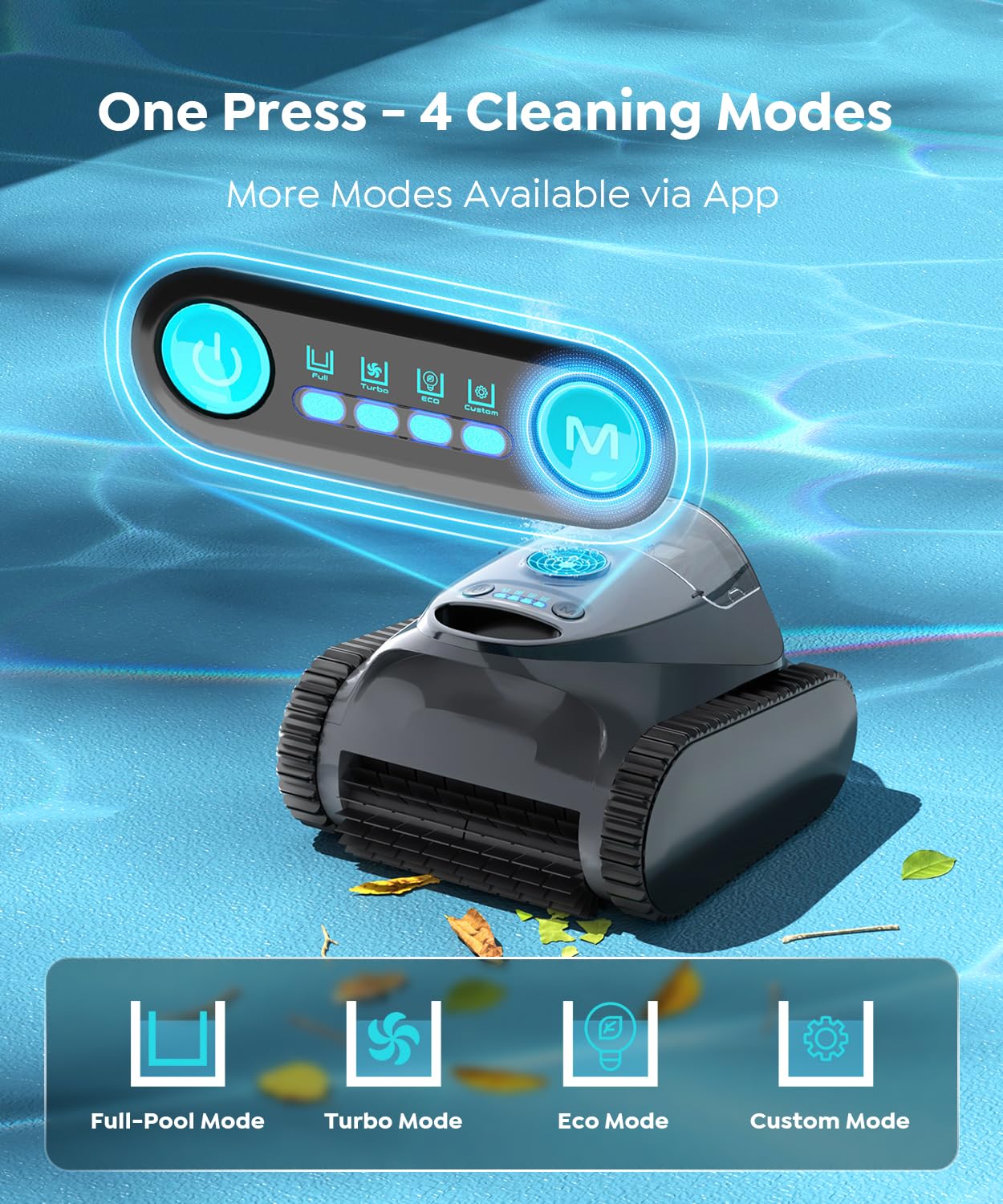 C1 Cordless Pool Cleaner Robot with 180 Mins, Powerful Triple-Motor Suction, Wall & Waterline Deep Cleaning, Smart Paths with APP, Dual-Layer Filtration, for Inground Pools (Dusk Blue)