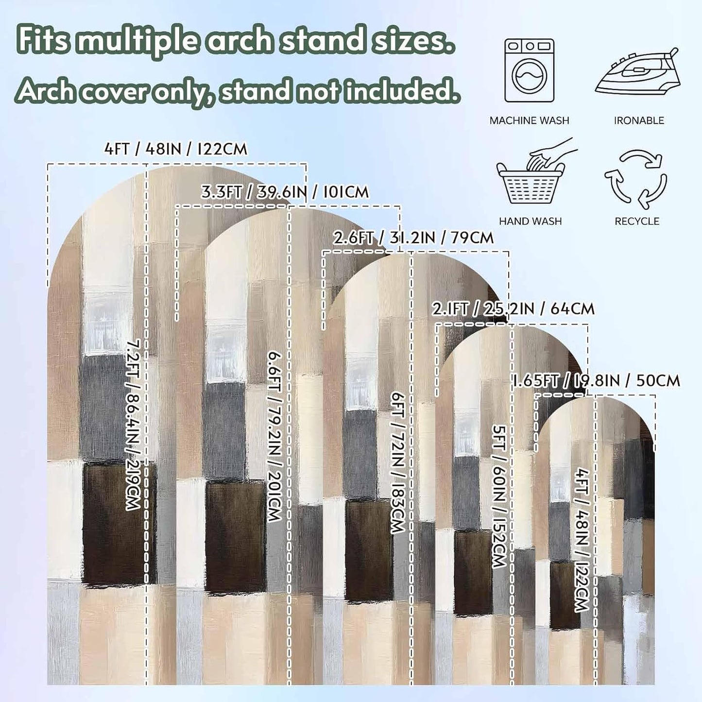 Jnbasdffb 7.2 Brown Beige Plaid Wedding Arch Cover, Stretchy Spandex Arch Backdrop Stand Covers FT, Abstract Oil