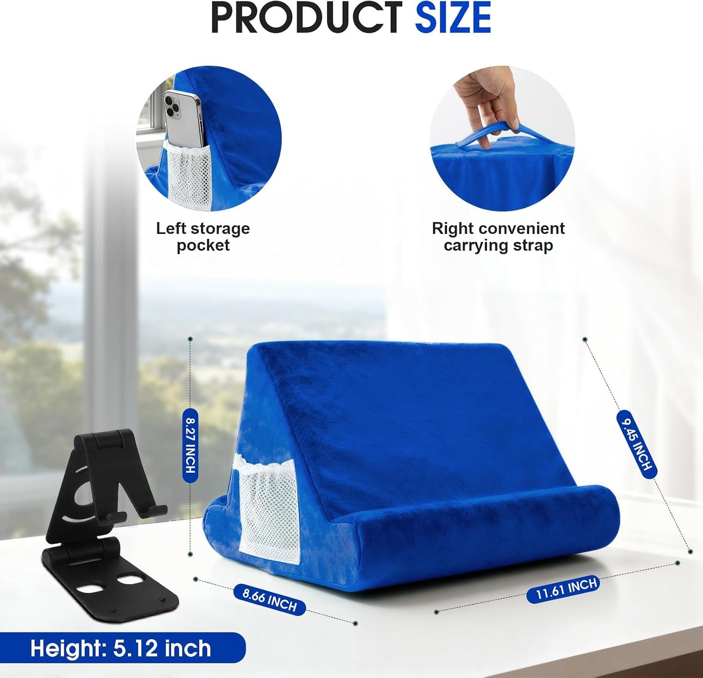 Sttargxing Universal Multi-Angle Tablet Holder - Soft Pad Stand with Net Pocket & Phone Stands for Lap, Knee, Sofa