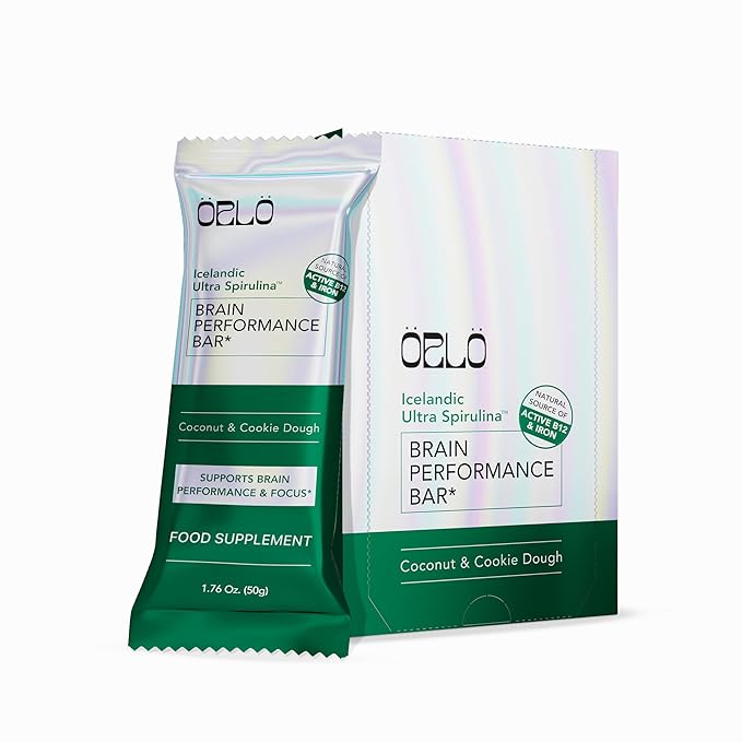 ORLO BRAIN PERFORMANCE BAR ??Vegan Protein Bars for Brain & Energy Support ??Focus & Memory, Pre & Post Workout Recovery ??Gluten Free Snack with L-Theanine, Lions Mane, Spirulina & More (12 Bars)