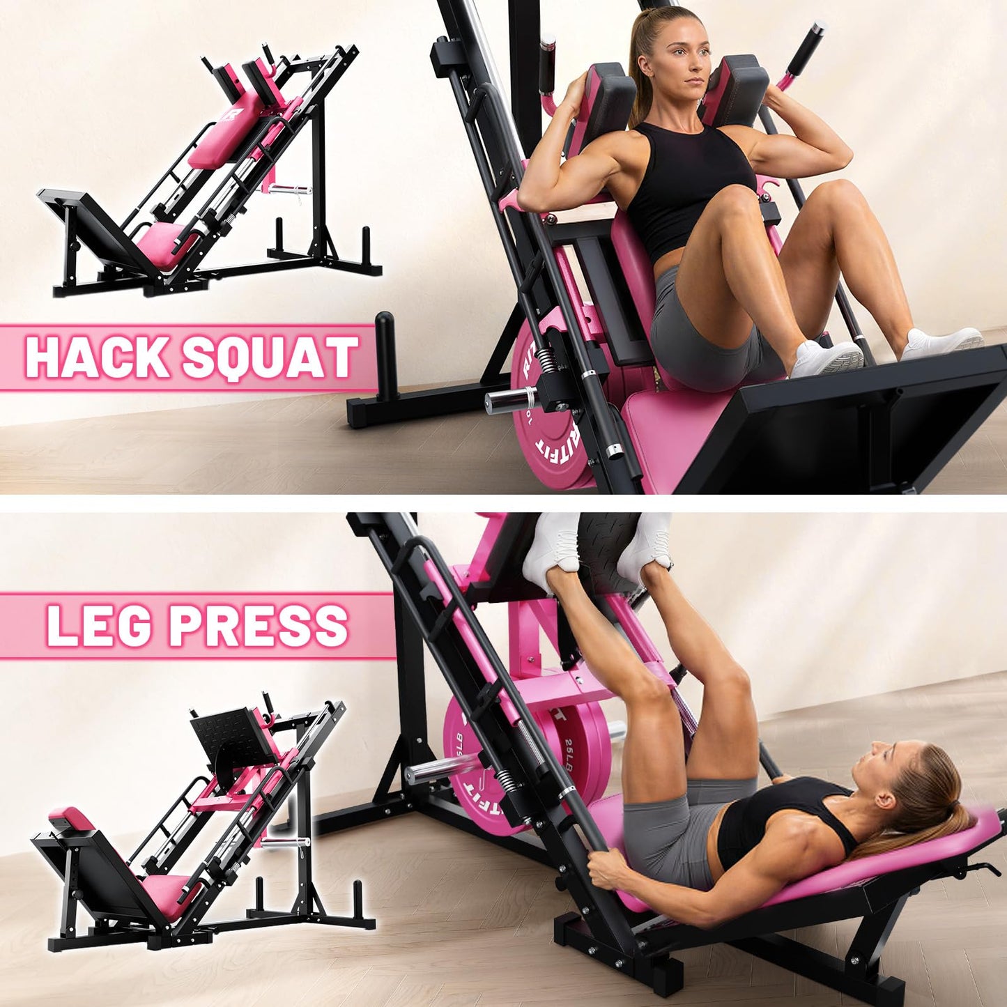 RitFit Leg Press Hack Squat Machine, Professional Adjustable Leg Press Machine for Home Gym with Linear Bearing, Full Lower Body Workout with Weight Storage