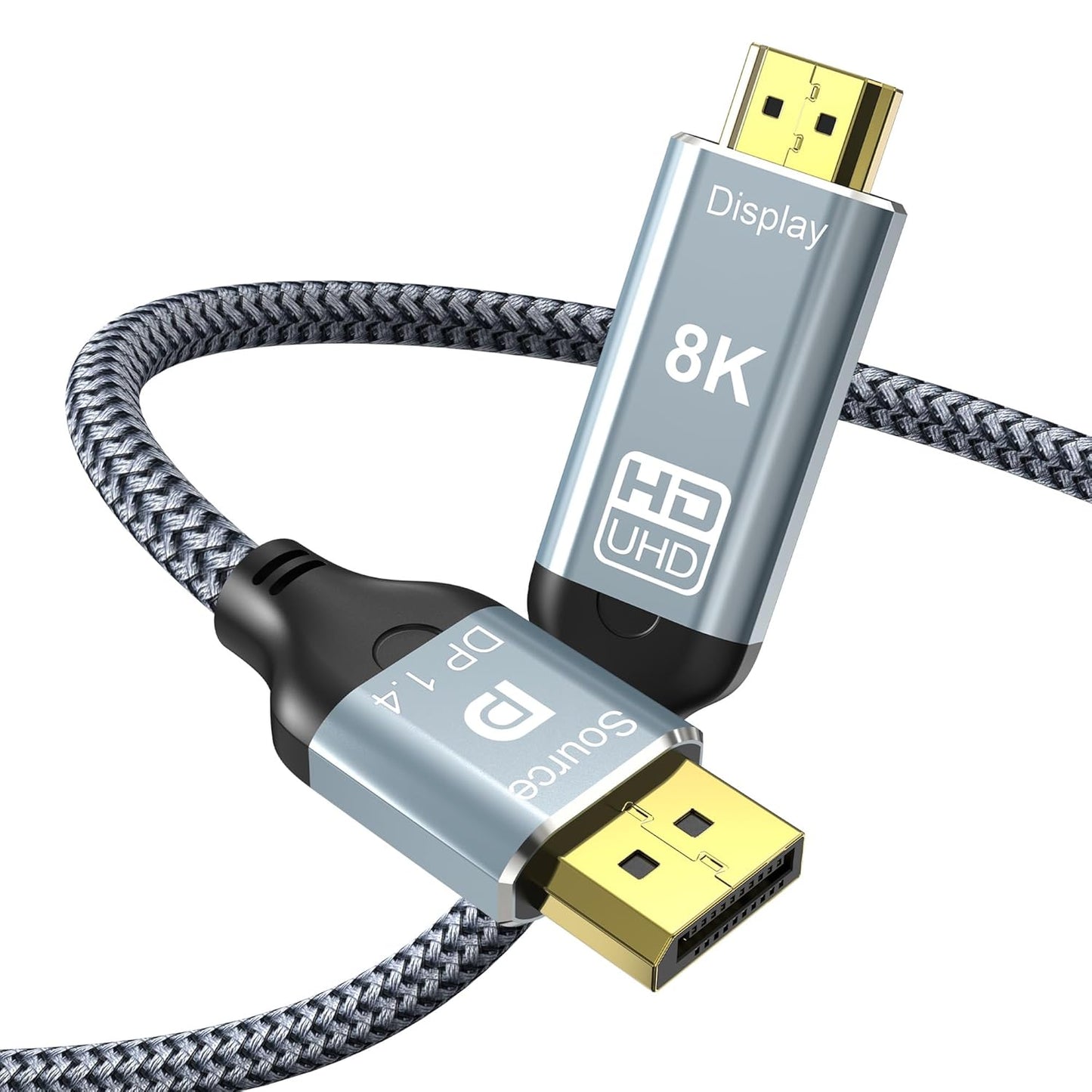 CHENLENIC 6.6FT 8K 8K@60Hz 4K@120Hz DP1.4 2.1(Display),DP 2.3 HDR10 DisplayPort to HDMI Cable, Uni-Directional (Source)