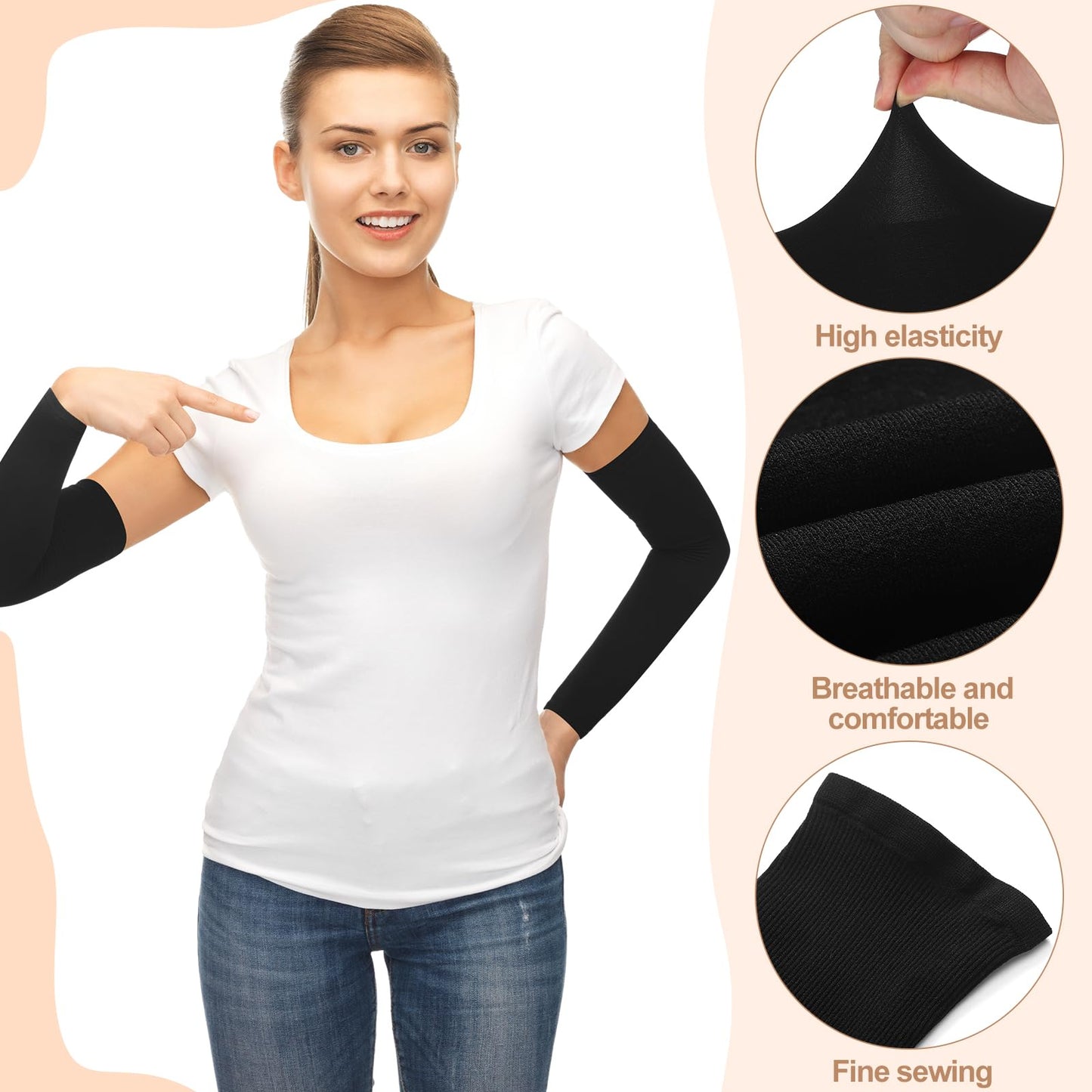 Panitay 12 Pairs Black Eczema Sleeve for Adult Eczema Psoriasis Arm Leg Sleeve for Women Men UV Protection for Itch Relief Sports