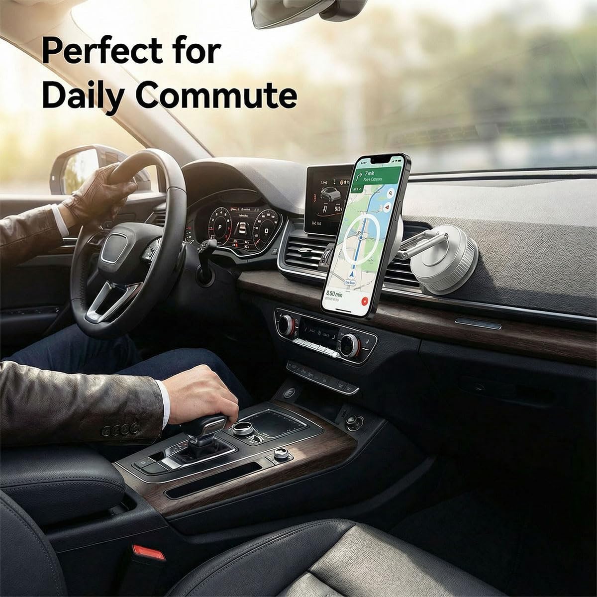 Craedli 360 Vacuum Magnetic Phone Holder for Car, Adjustable Suction Cup Car Dashboard Phone Mount, Universal Foldable