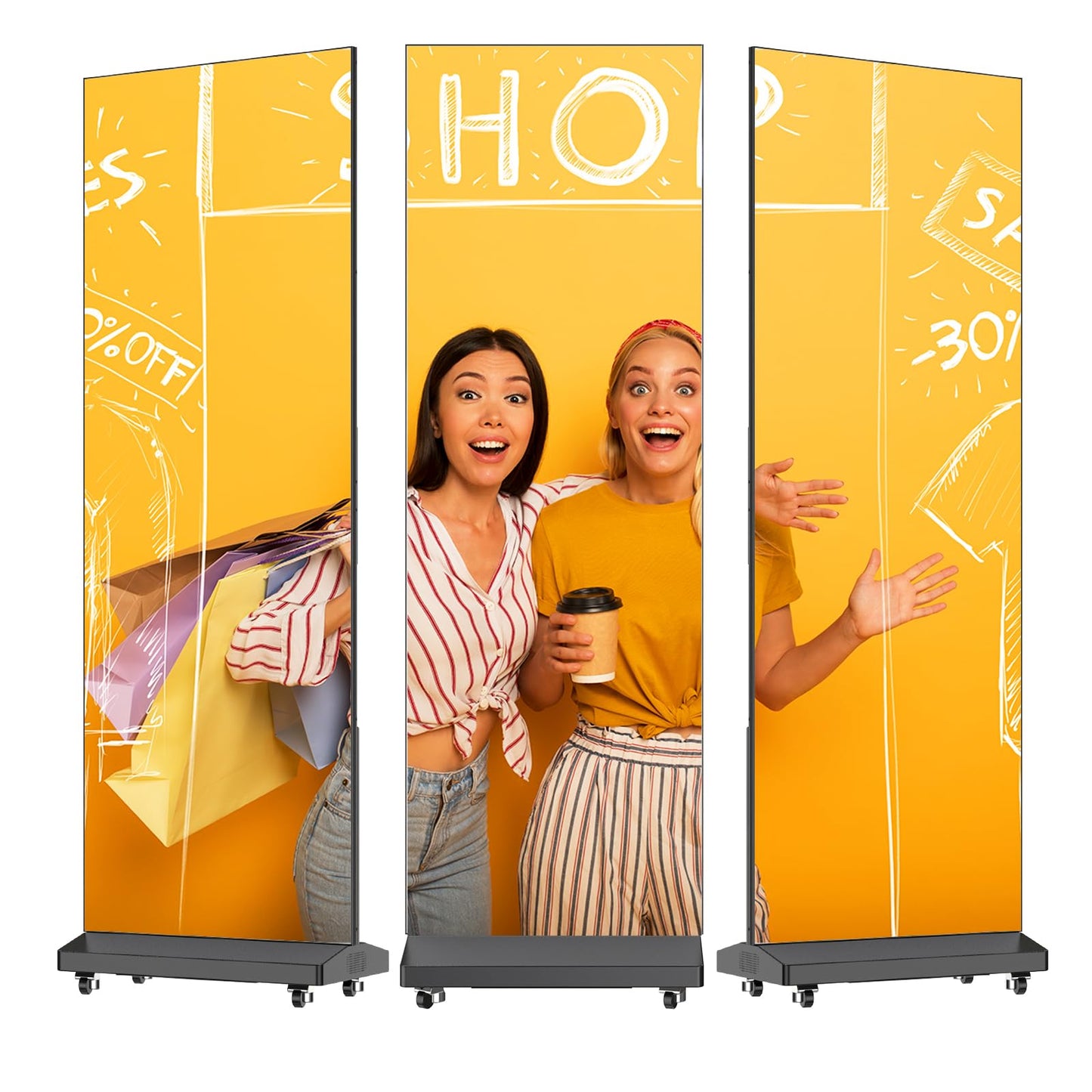80 Inch LED Digital Signage Display, Foldable Seamless Stitching Kiosk, P1.86 GOB LED Screen Poster with Flight Case, Commercial Advertising Display for Events, Rentals and Weddings (Black, 1 Unit)