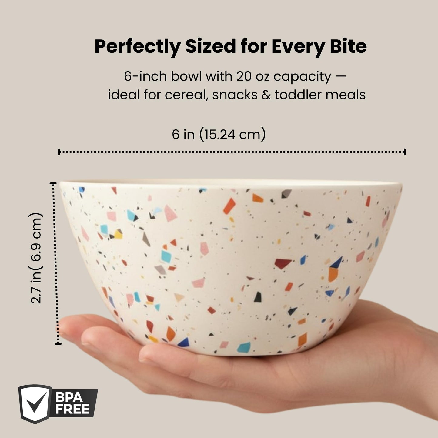 ilohaus Bamboo Bowl Set of 4 – 6-Inch, 20 oz Deep Cereal & Snack Bowls for Kids and Toddlers – BPA-Free, Dishwasher Safe, Lightweight Alternative to Plastic or Ceramic
