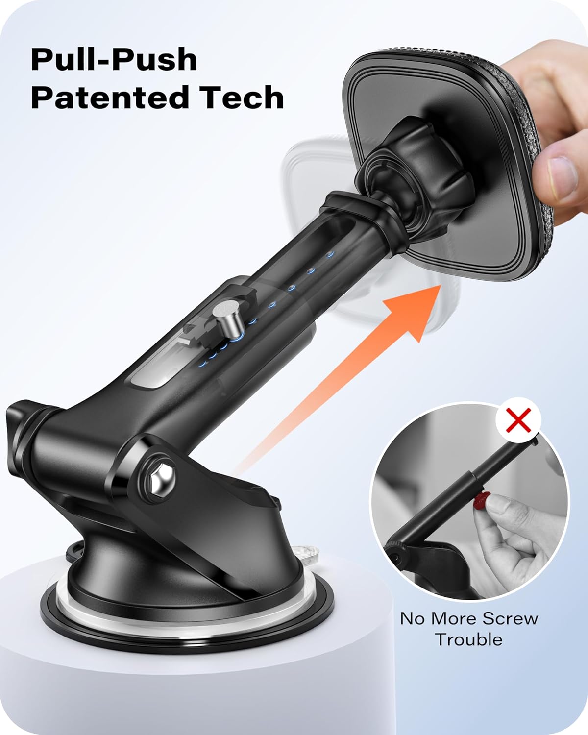 APPS2Car for MagSafe Car Mount, Dashboard & Windshield Suction Cup Holder with Telescopic Arm, Magnetic Phone Holder