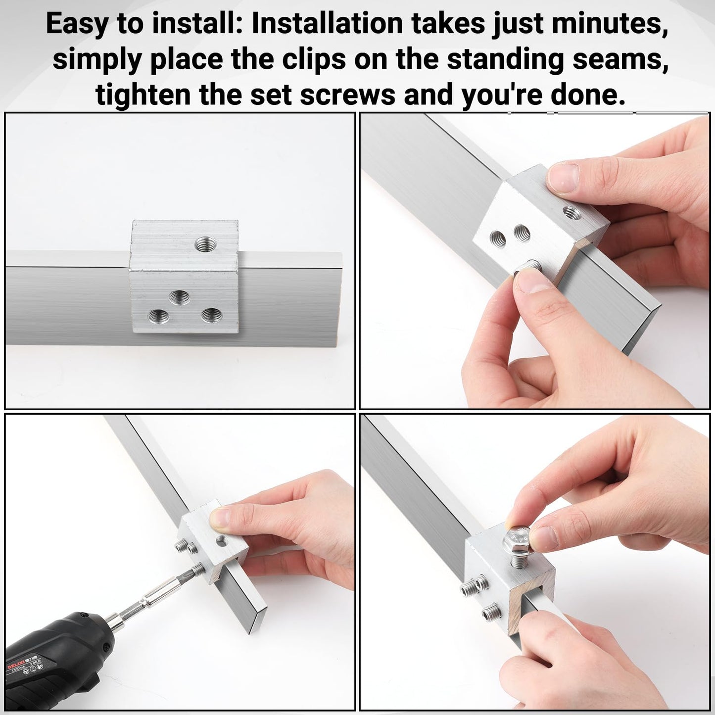 Tandefio 48 Sets Roof Clamp for Standing Metal Roof Standing Seam Bracket Clamp for Heat Cable Snow Guards Solar Panels Module Installation