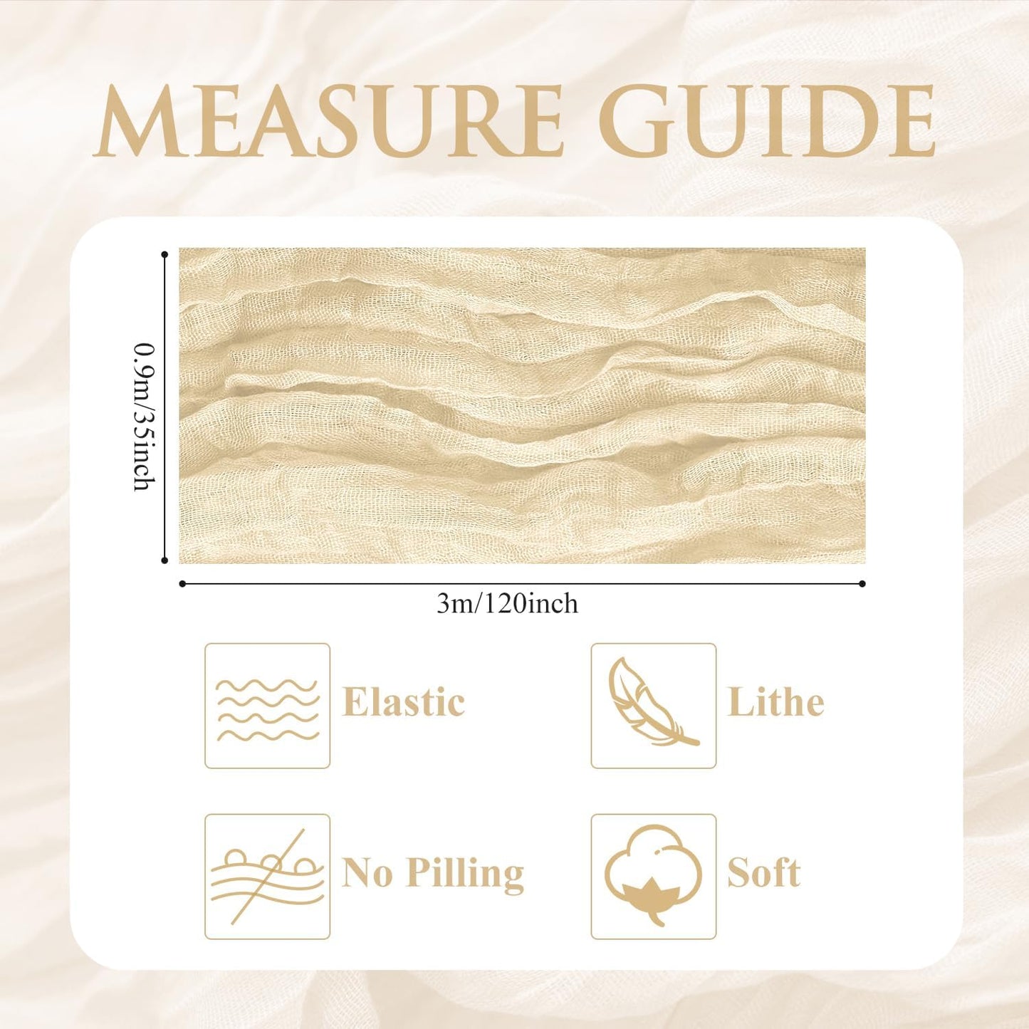 Skiennix Table Runner - 10FT Beige Boho Gauze Cheesecloth for Rustic Wedding & Party Decor