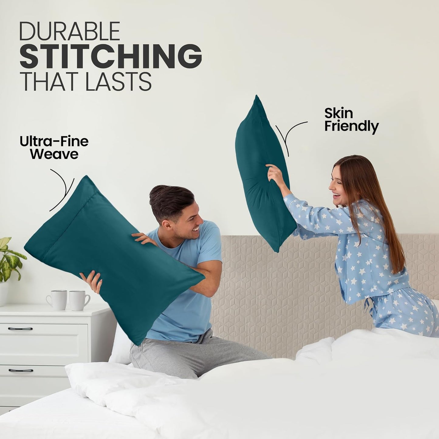 Utopia Bedding Queen Pillow Cases - Soft Brushed Microfiber - 2 Pack, Fade Resistant | Teal 20 x 30 Inches