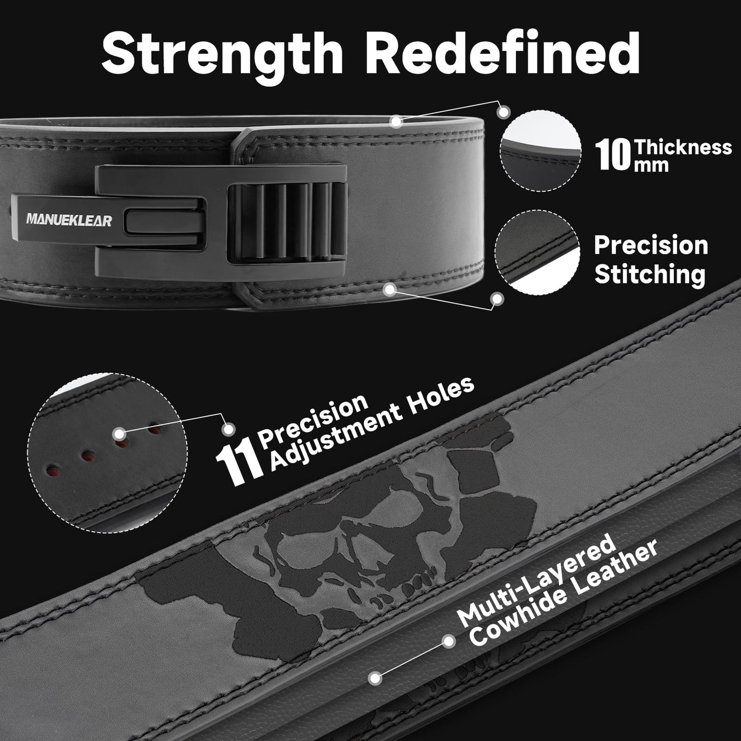 Lever Lifting Belt for Man and Women, Weightlifting with Adjustable Heavy Duty Buckle, Professional Weight Lifting Belt