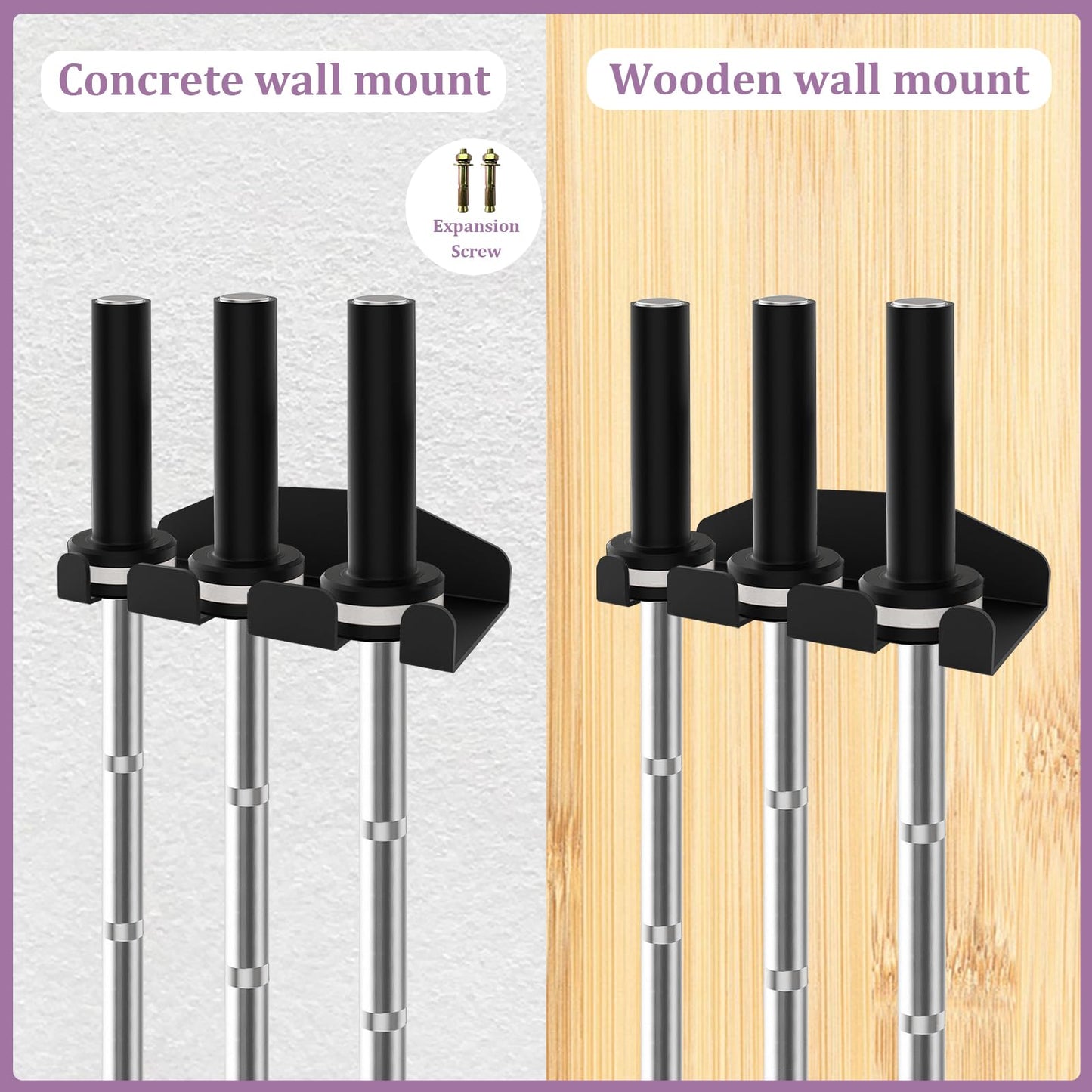 KSWLOR Barbell Storage Rack, Vertical Hanging Barbell Rack, Heavy Duty Wall Mounted Barbell Holder, Olympic Wall Mount Barbell Holder Space Saving Bar Holder Suitable for Garage, Gym, Home Fitness