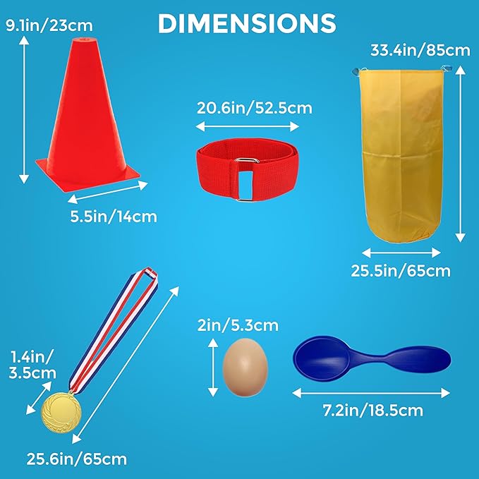 CircleCraft 53 Pcs. Plastic Cones and Rings Games Ring Toss Games for Adults Carnival Games Potato Sack Race Bags Egg & Spoon Bean Bag Birthday Party Outdoor Games for Family Party