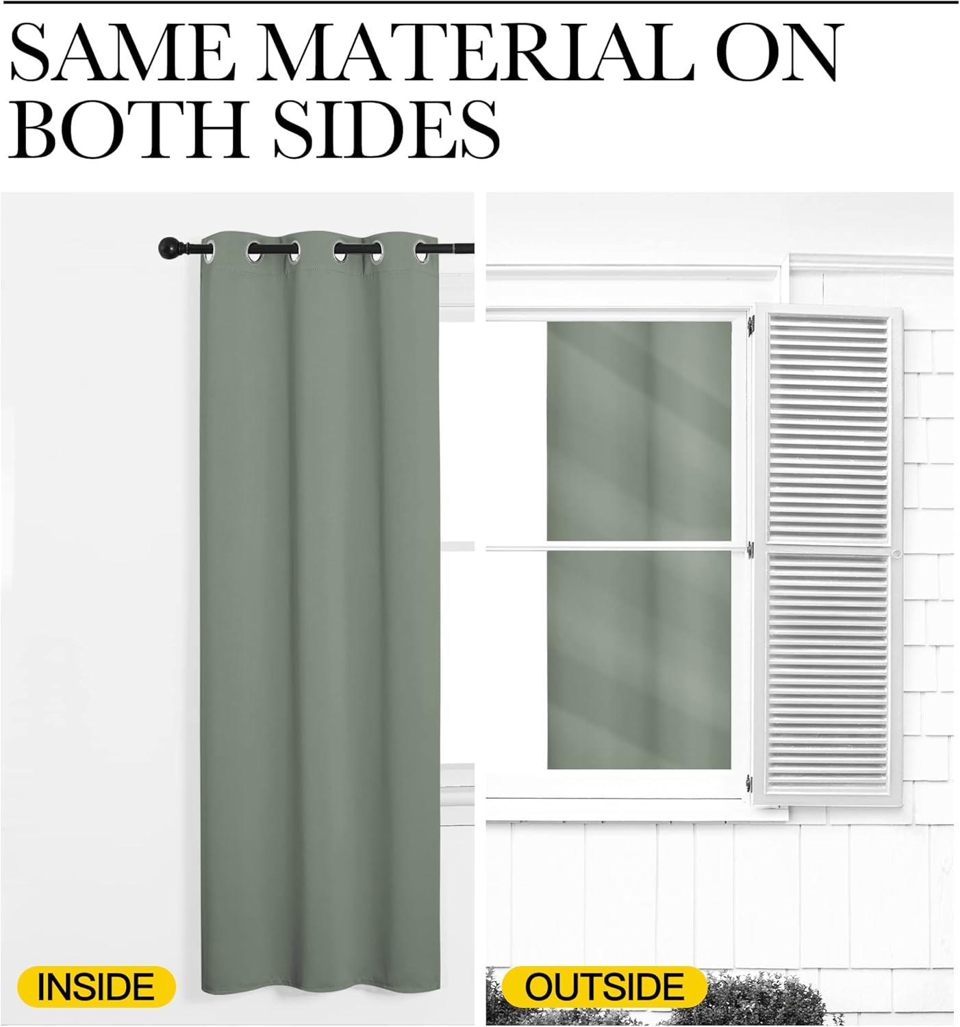 NICETOWN Room Darkening Curtains - Thermal Insulated Greyish Green Drapes for Kitchen & Bedroom (Set of 2, 42" x 50")