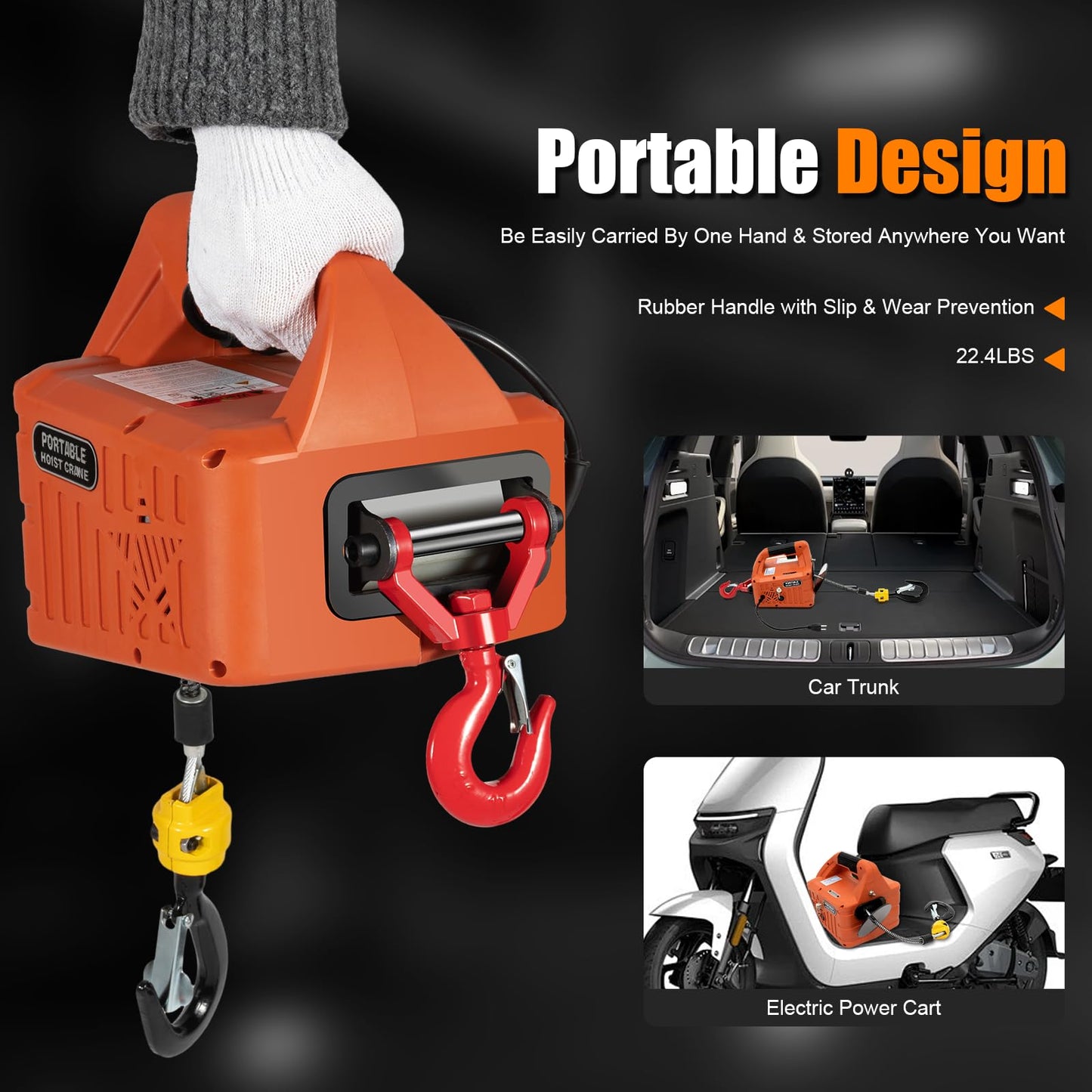 NOLANTISI 3 in 1 Electric Hoist Winch - 2200LBS 38FT 110V Manual, Wired and Wireless Remote Control for Factories, Warehouses, Garages, Etc