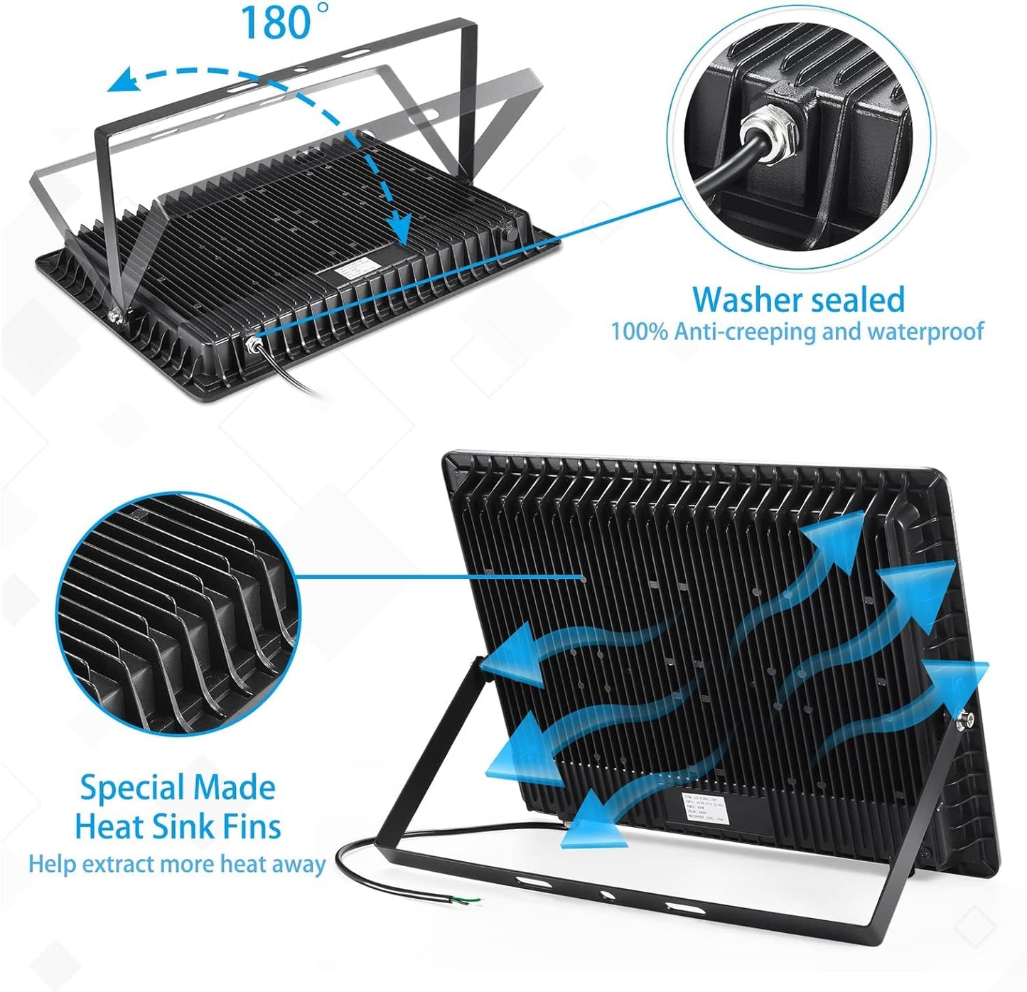 500W 2pack LED Flood Light Outdoor,(2750W Equivalent)Super Bright 58,500LM Daylight 5000K IP66 Waterproof Security LED Arena Lights,Commercial Lighting Floodlight for Backyard|Court|Stadium|Fields