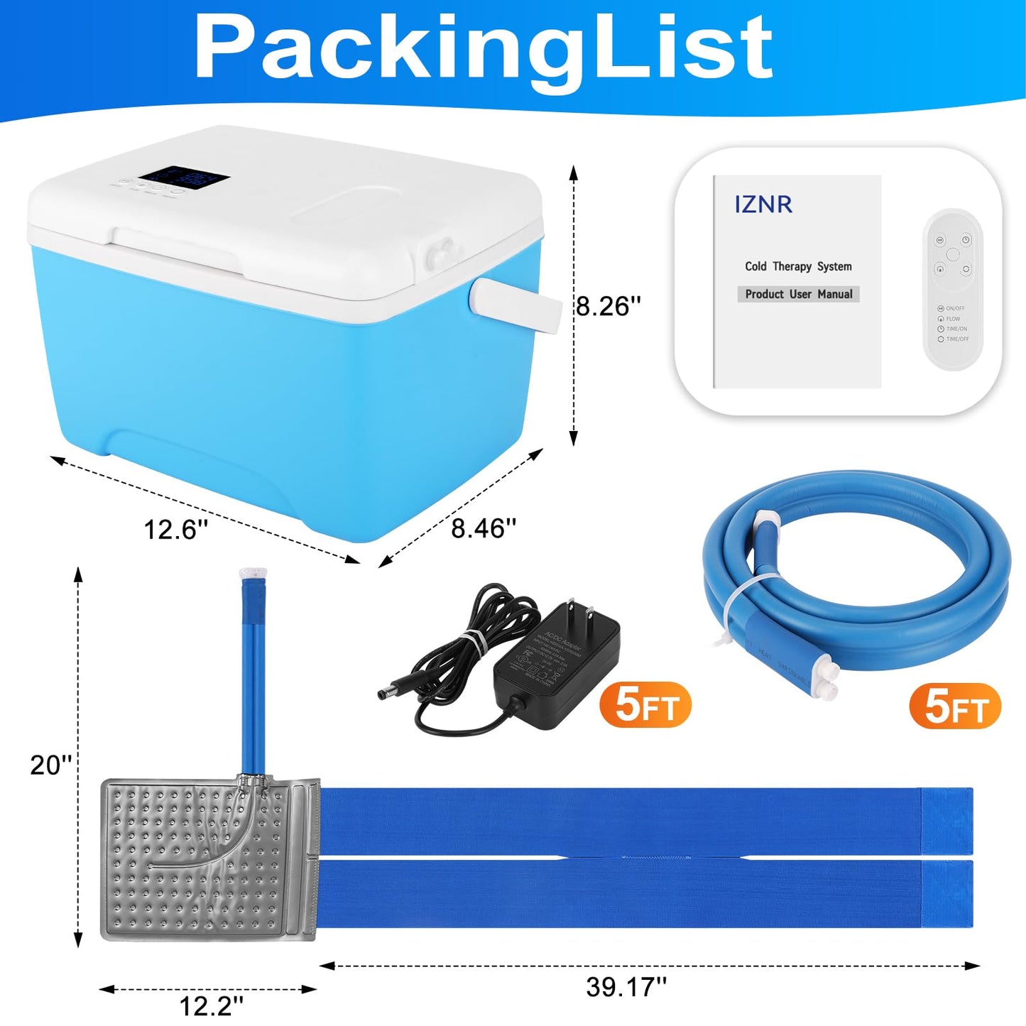 Ice Machine for Hip Back Belly After Surgery | Power-Saving Mode & Wireless Remote Control & Adjustable Timer & LED Screen, Lumbar Replacement Cold Therapy Compression Pad, Cryotherapy Pain Relief