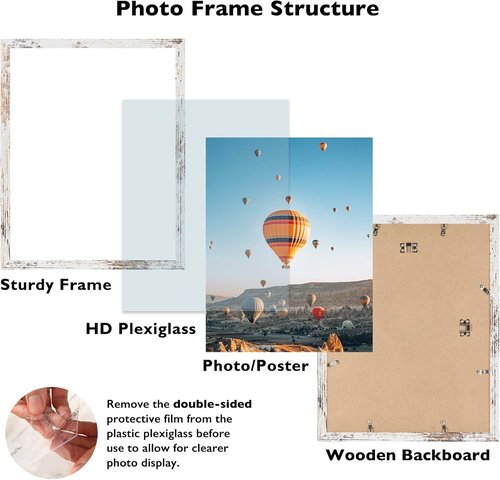 JCJMY 14x19 Picture Frame - Black Wall Gallery Frame for Horizontal & Vertical Photos | Shatter-Resistant Plexiglass