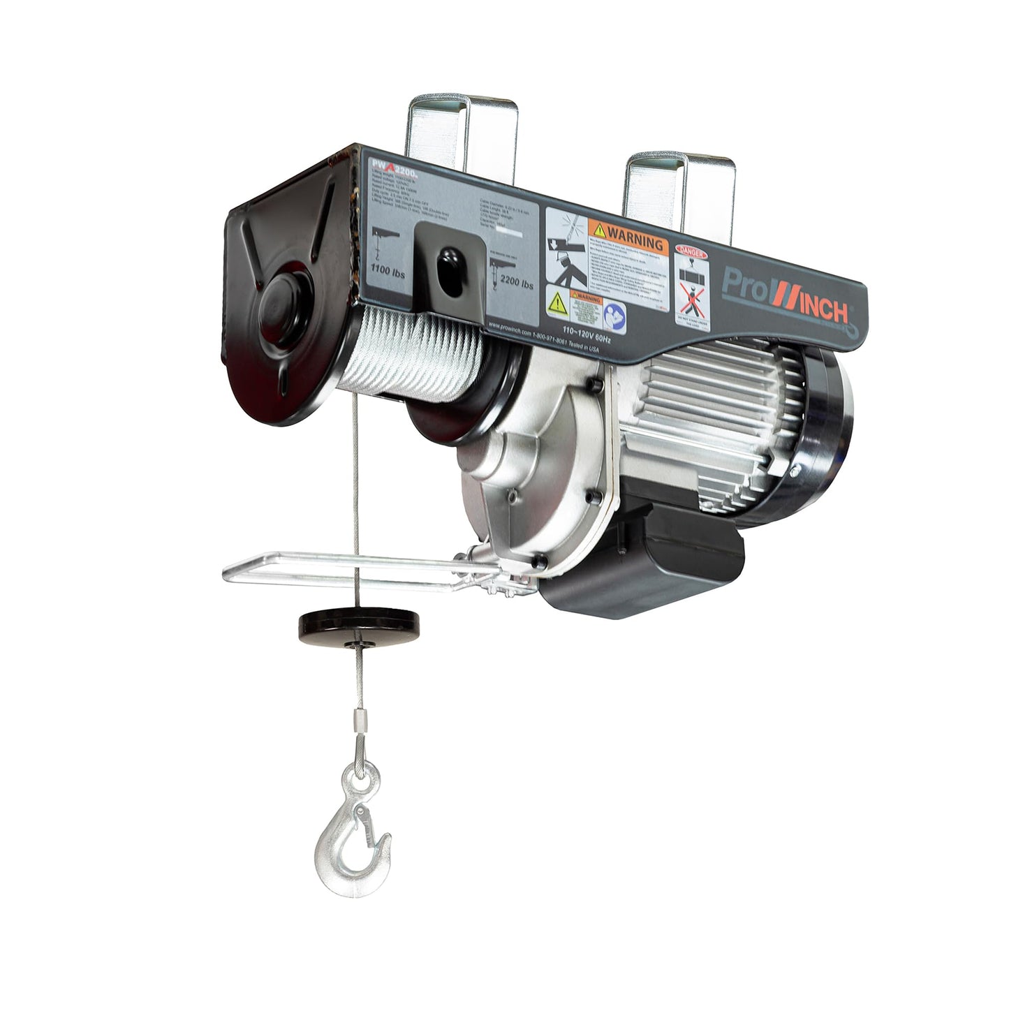 Prowinch Electric Hoist, 110V/120V, 2200lbs Lifting Capacity, 38ft Lifting Height, Wired Remote Control, Upper & Lower Limit Switches for Home Improvement, Warehouse Clearance, Garage Hoist System