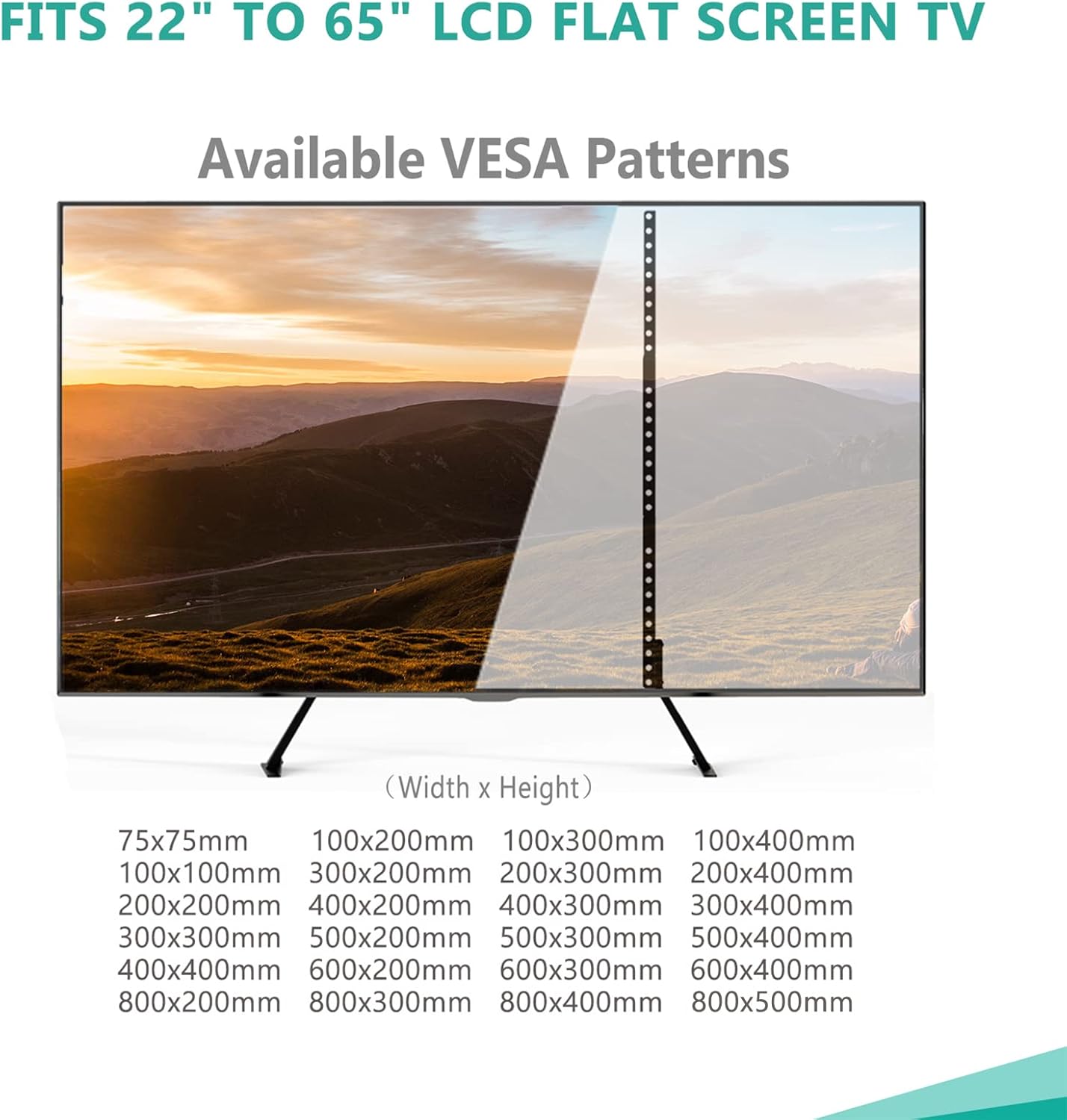 WALI 55 inch 22-65 Inch 110lbs 800 500mm (TVS001), Universal TV Stand TV, TV Stand Mount for LCD Flat Screen TVs, Table