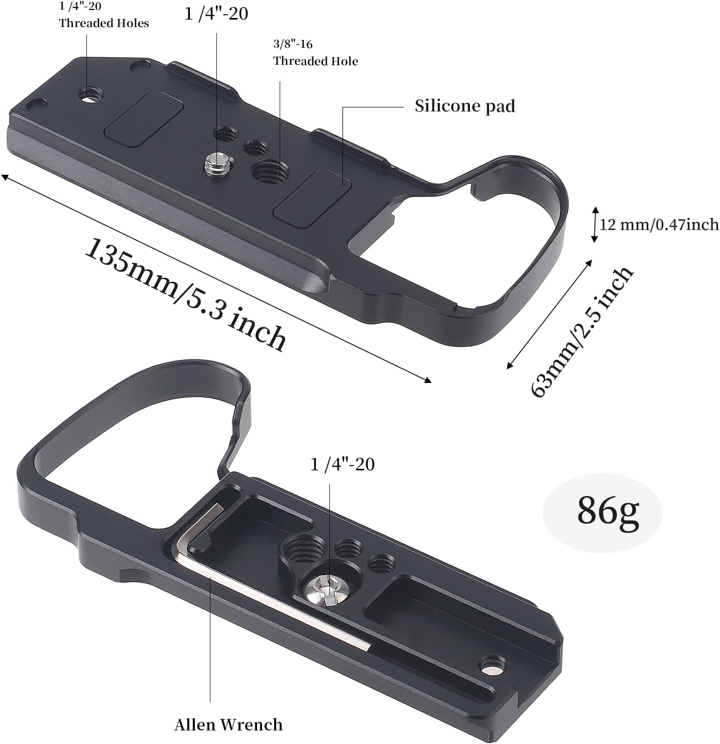 FocusFoto X-H2/X-H2S Quick Release Baseplate QR Plate Mount for Fujifilm Fuji Mirrorless Camera, Compatible