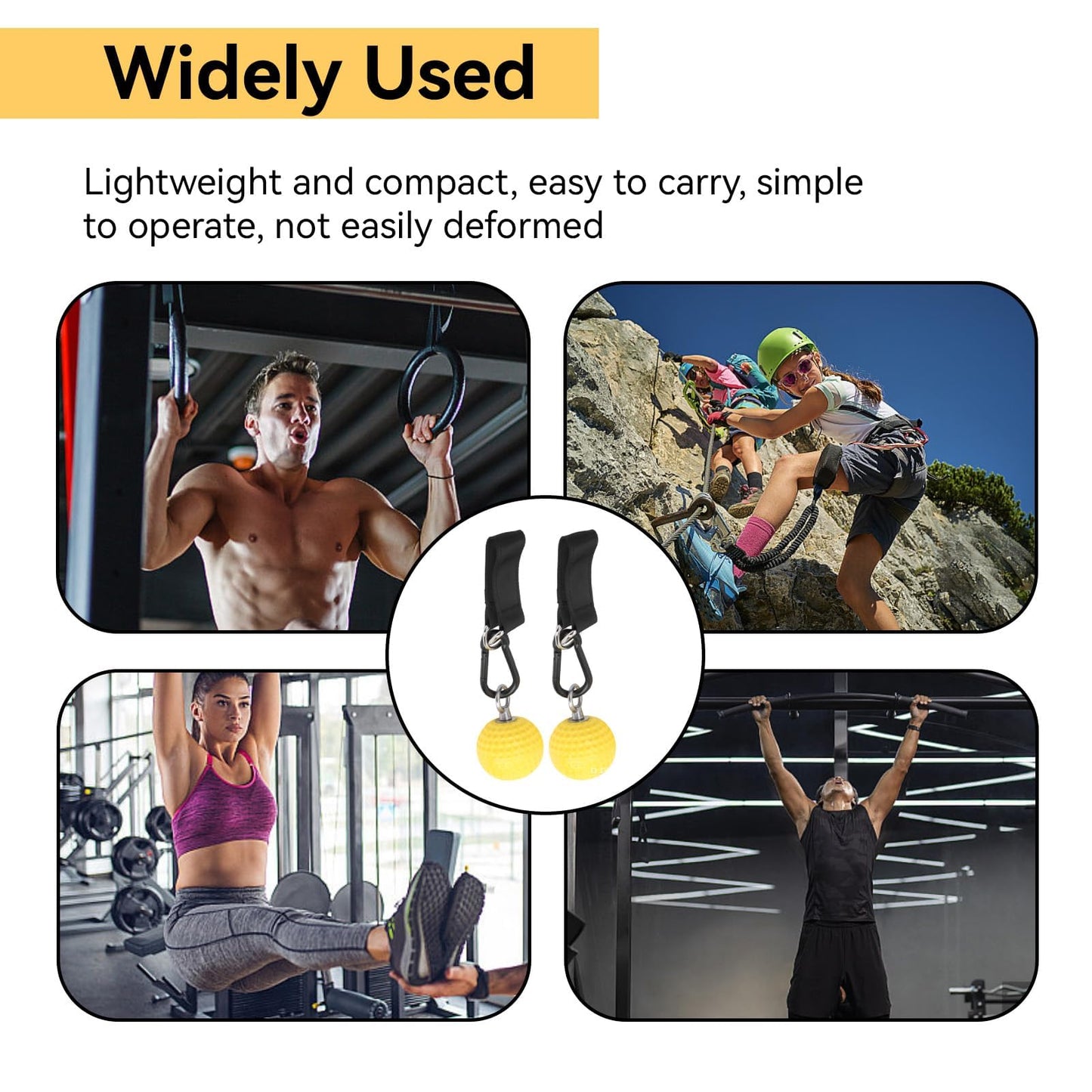 Pull up Ball Grip, Rock Climbing Grip with Strap Pull up Handles Hooks Non Slip Hand Hold Strength Trainer Exerciser Rock Climbing Accessories and Training Equipment for Bouldering Fitness and Workout