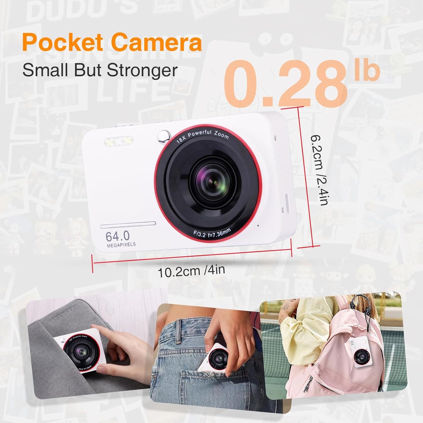 VisionX 4K 7-12, 64MP 32GB 18X 2 Digital Camera for Kids Ages Point and Shoot Digital Camera for Vlogging with SD Card