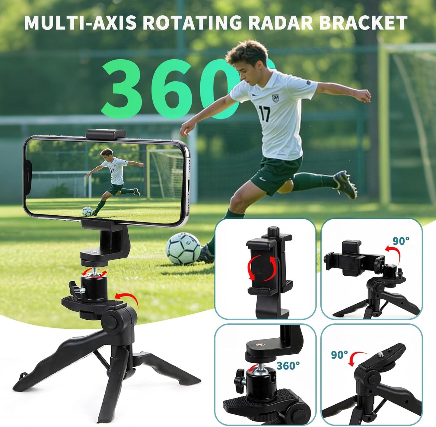 UXIETIN Portable,1 1 Tripod Mount Compatible with Pocket Radar-Lightweight and Radar Clip + Adjustable Tripod Mount