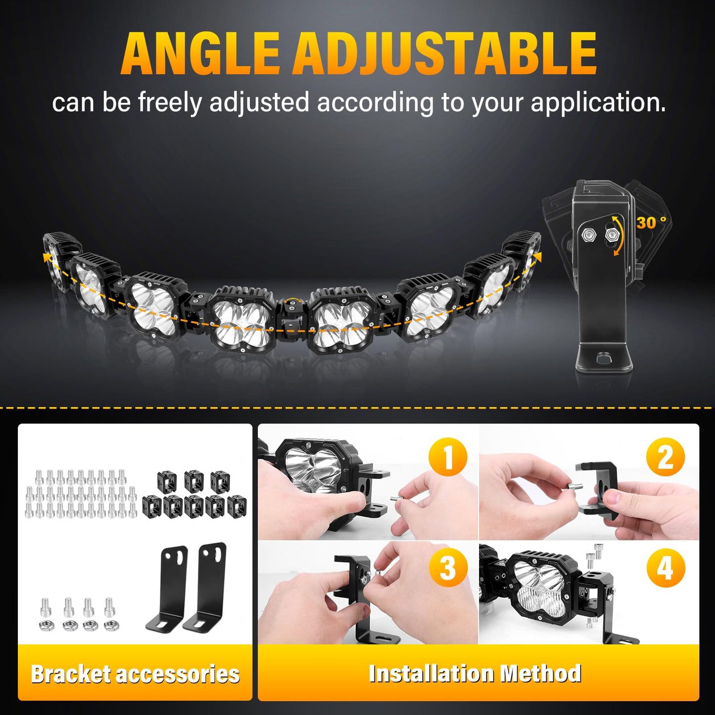 SKYWORLD Linkable Led Light Bar, 52 inch 240W 20000 LM, Work Off road Driving Fog Light for 4x4 Car Truck UTE ATV Boat Tractor, 6000K White Waterproof Headlight, Spot Flood Combo Beam