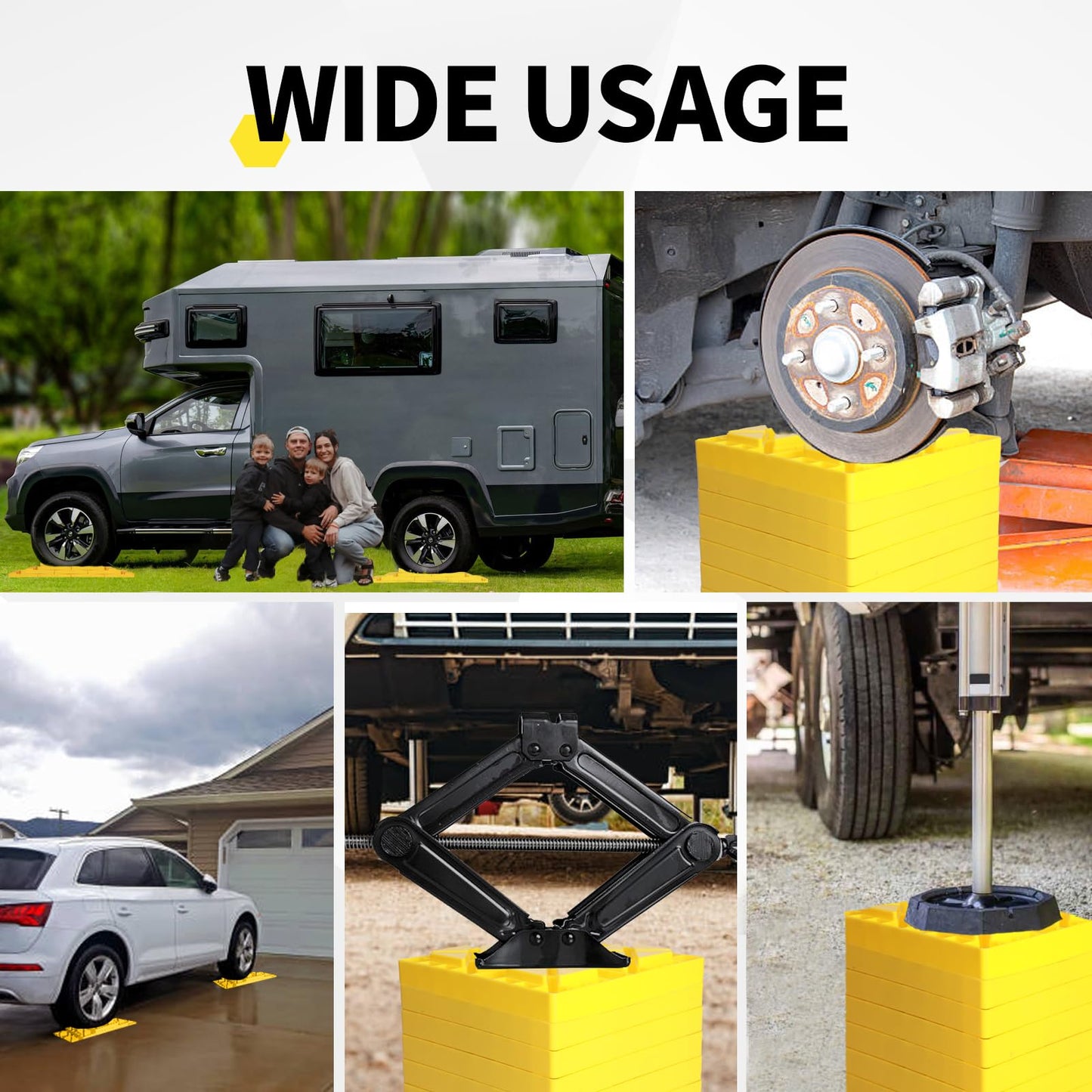 Keltrion 12 Pack Camper/RV Leveling Blocks Suitable for 4 Wheels Interlocking and Anti-Slip Design with Carrying Bag Heavy-Duty for Camper Travel Trailer Yellow