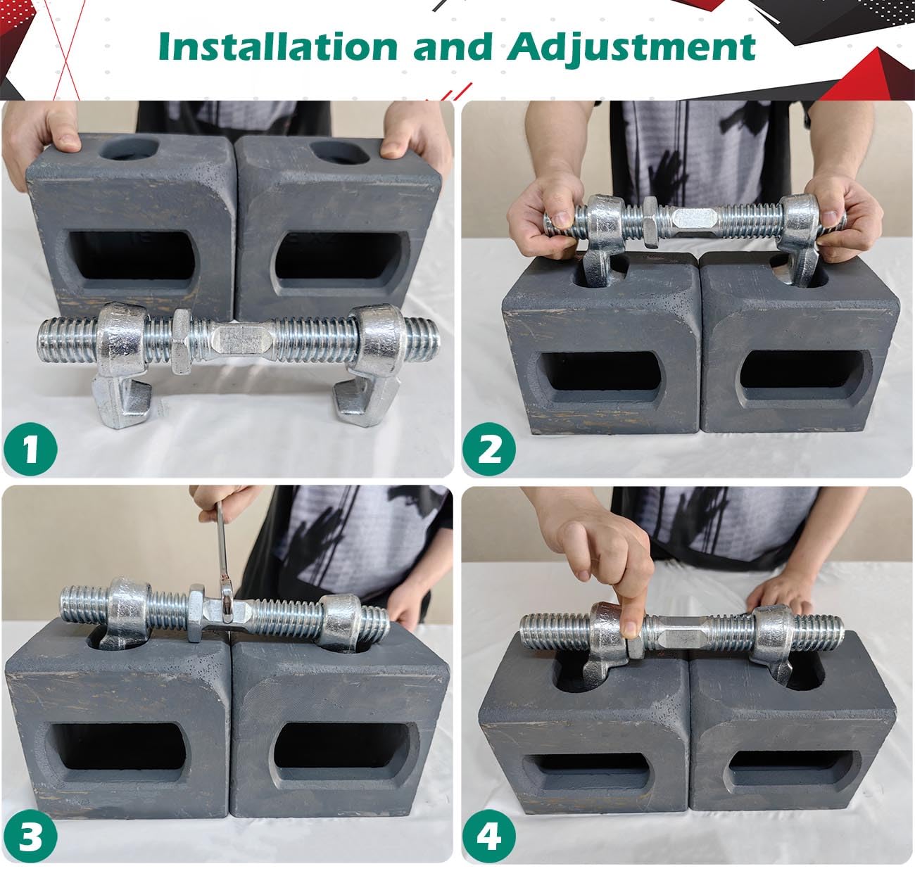 4 Pack Shipping Container Bridge Fitting Clamp/ 380 mm Galvanized Screw Clamp by Container Nut/Rail Shipping Container Accessories Wheels Kit/to Connect Shipping Containers Together…
