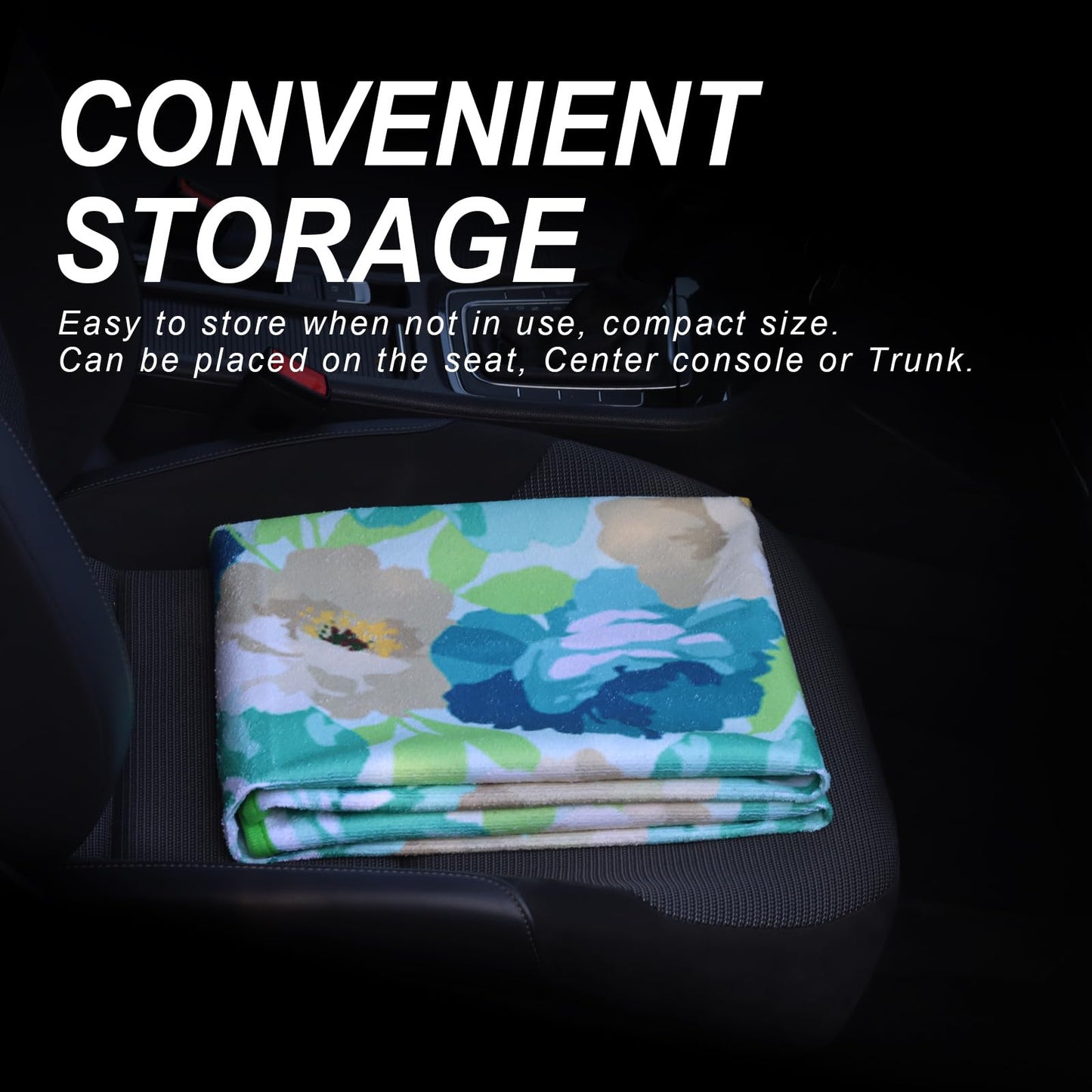 Zinytrae Sweat Towel Car Seat Cover Protector Front Seats for Gym Workout, Running, Swimming, Beach and Hiking, Waterproof Universal Seat Cover for Car, Truck, Van & SUV (Cyan Flower, 1pcs)
