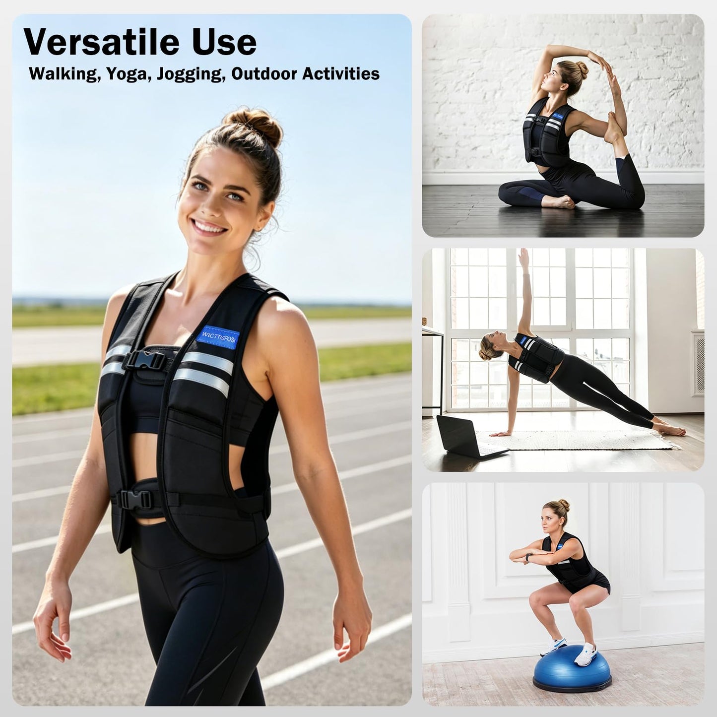 Adjustable Washable Weighted Vest for Women 1.3–13.3 lbs, Open Back for Breathable Cool Comfort, 12 Removable Lightweight Weight Packs, Ideal for Beginners Walking, Yoga, Gym Strength Training